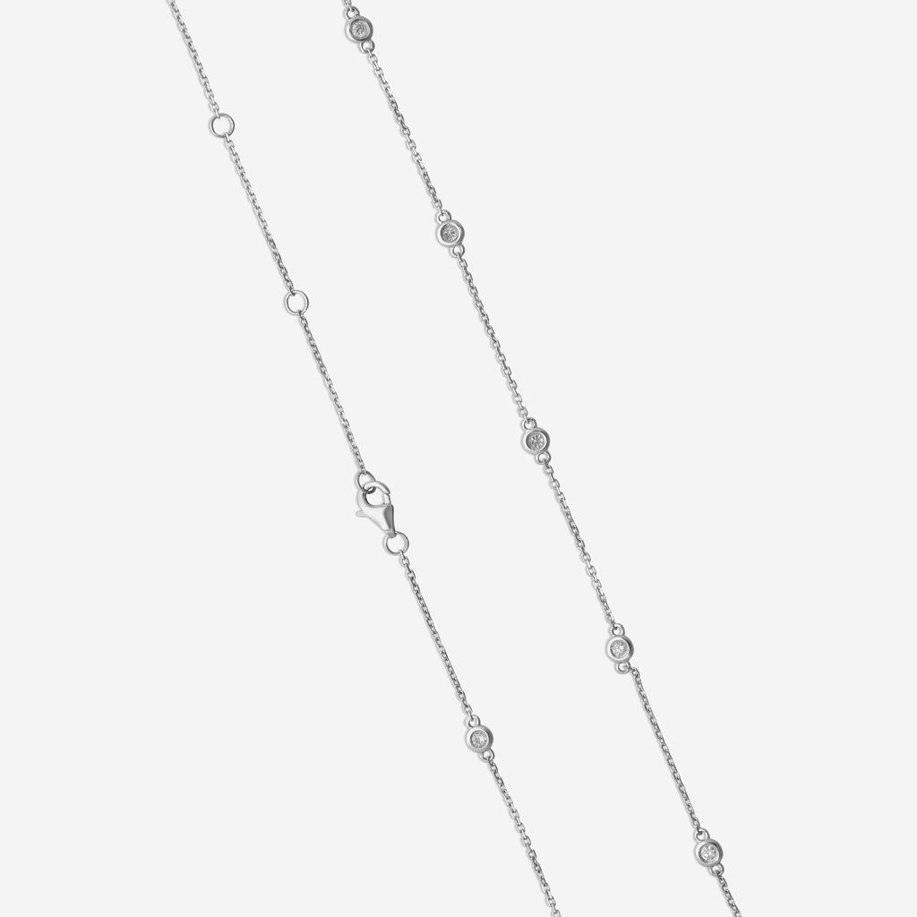 Ina Mar 14K White Gold Round Diamond Bezel Station Necklace N1135B-FW-050F — view 4