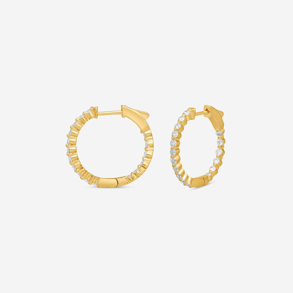 Ina Mar 14K Yellow Gold 1.00 ctw Round Diamond Shared Prong Hoop Earrings E1183A-FY-100F