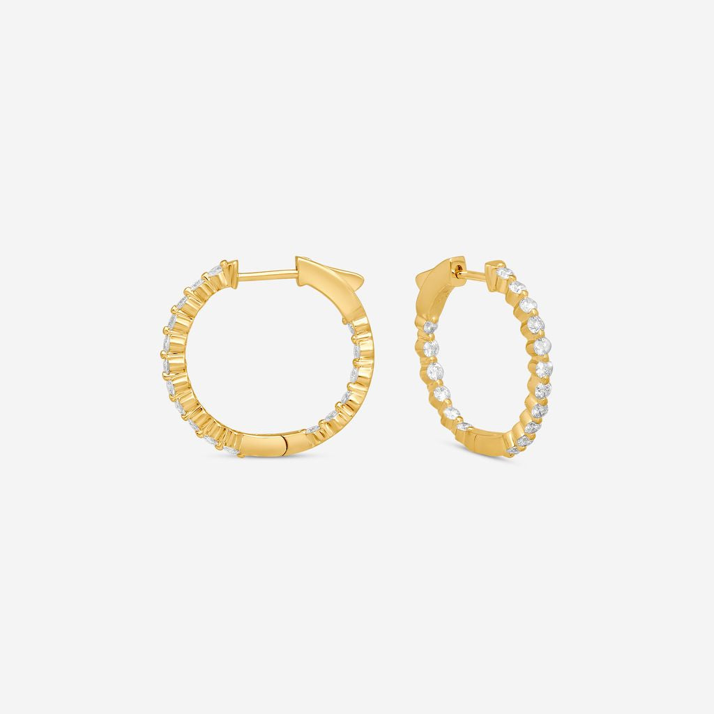 Ina Mar 14K Yellow Gold 1.00 ctw Round Diamond Shared Prong Hoop Earrings E1183A-FY-100F — view 2