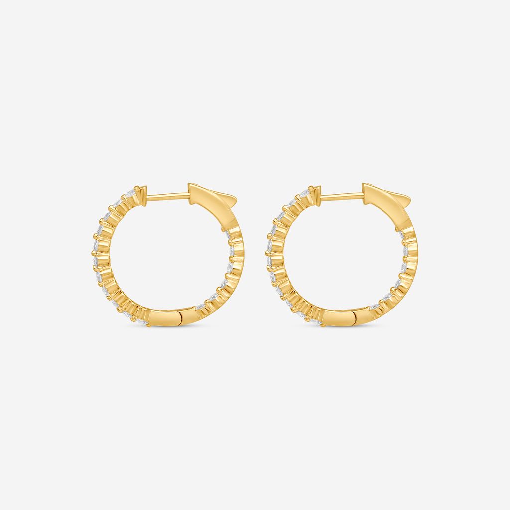 Ina Mar 14K Yellow Gold 1.00 ctw Round Diamond Shared Prong Hoop Earrings E1183A-FY-100F — view 3