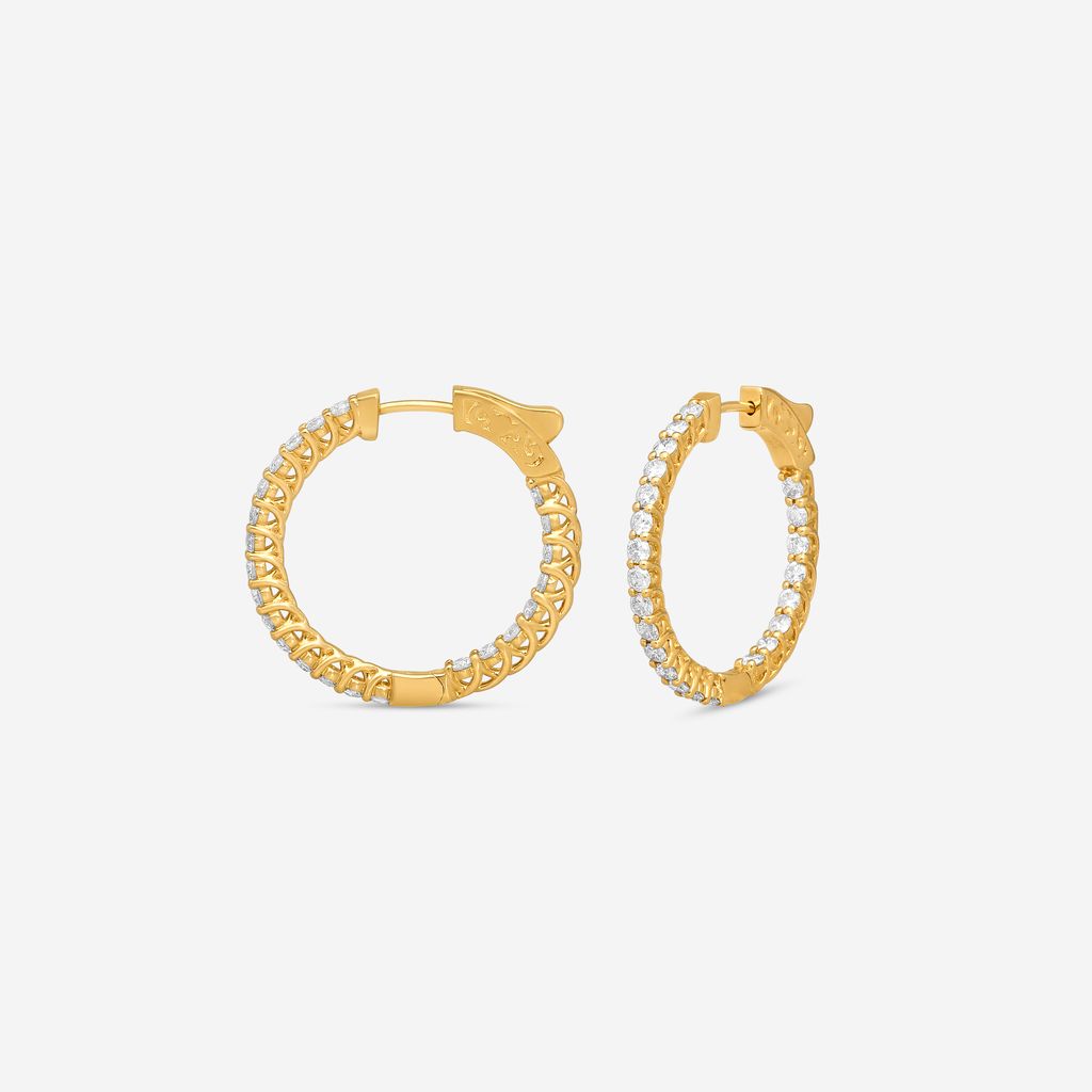 Ina Mar 14K Yellow Gold 2.00 ctw Round Diamond Hoop Earrings E1139B-FY-200F — view 2