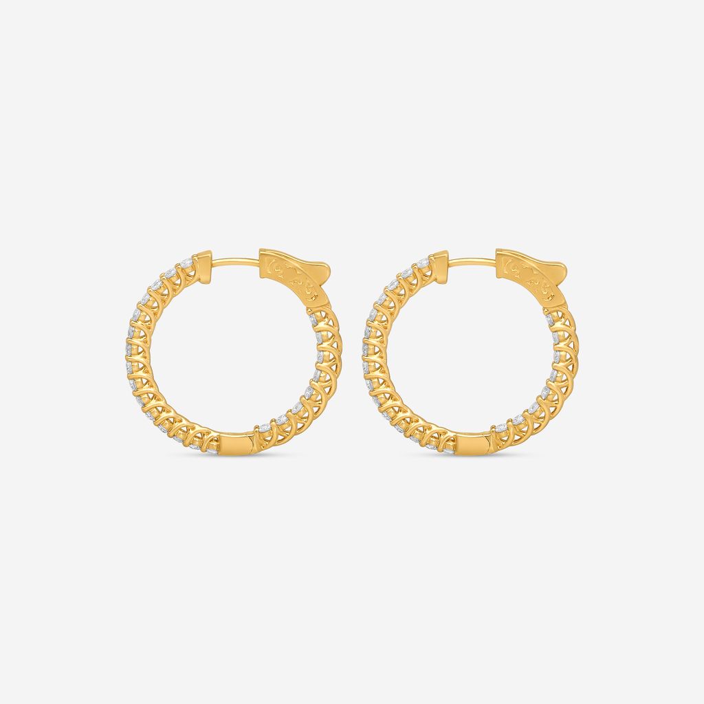 Ina Mar 14K Yellow Gold 2.00 ctw Round Diamond Hoop Earrings E1139B-FY-200F — view 3