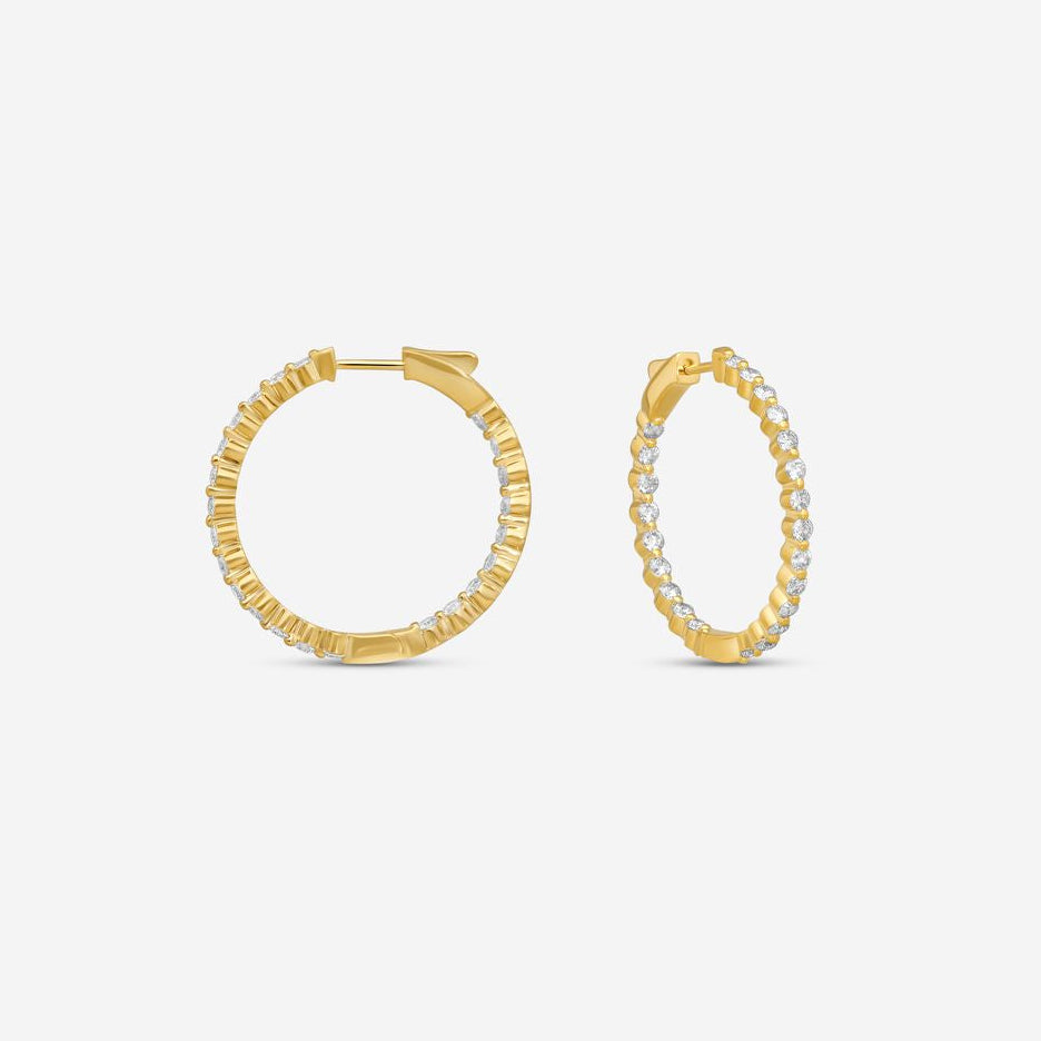 Ina Mar 14K Yellow Gold 2.00 ctw Round Diamond Shared Prong Hoop Earrings E1183B-FY-200F