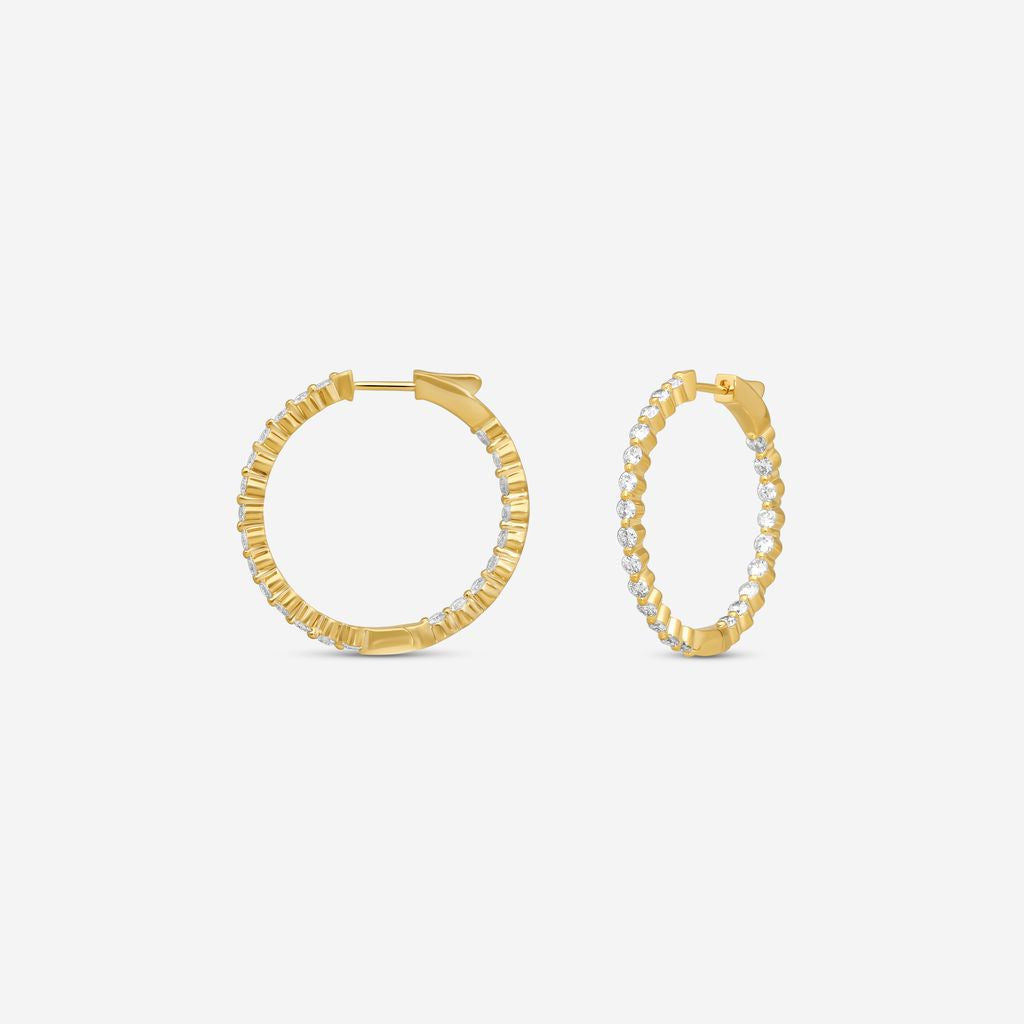 Ina Mar 14K Yellow Gold 2.00 ctw Round Diamond Shared Prong Hoop Earrings E1183B-FY-200F — view 2