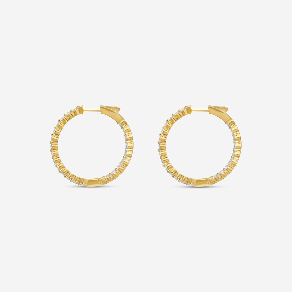 Ina Mar 14K Yellow Gold 2.00 ctw Round Diamond Shared Prong Hoop Earrings E1183B-FY-200F — view 3
