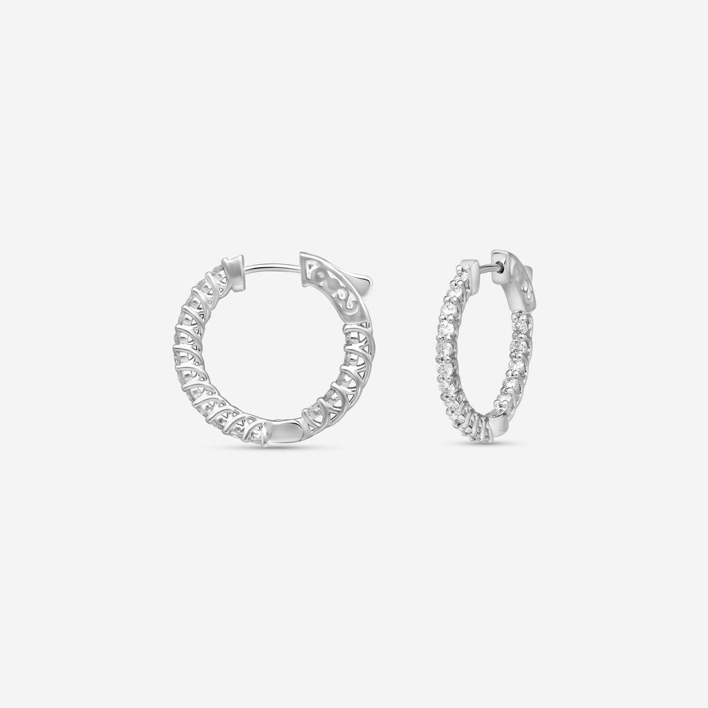 Ina Mar 14K White Gold 1.00 ctw Round Diamond Round Hoop Earrings E1139A-FW-100F