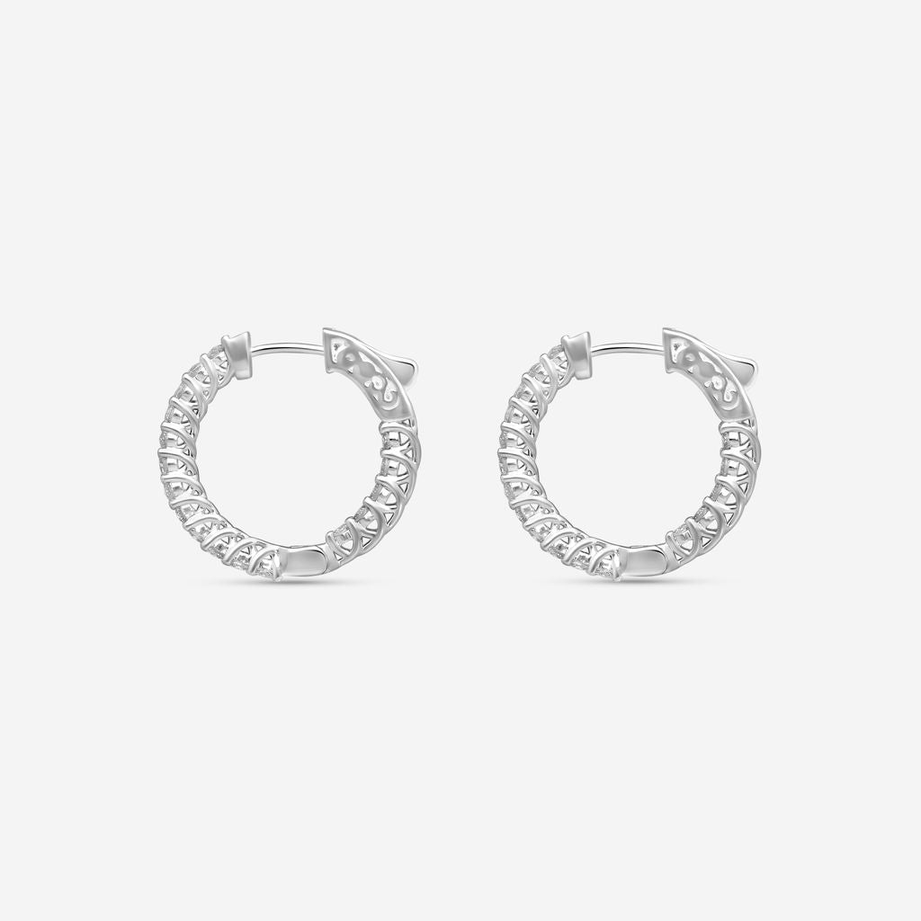 Ina Mar 14K White Gold 1.00 ctw Round Diamond Round Hoop Earrings E1139A-FW-100F — view 2