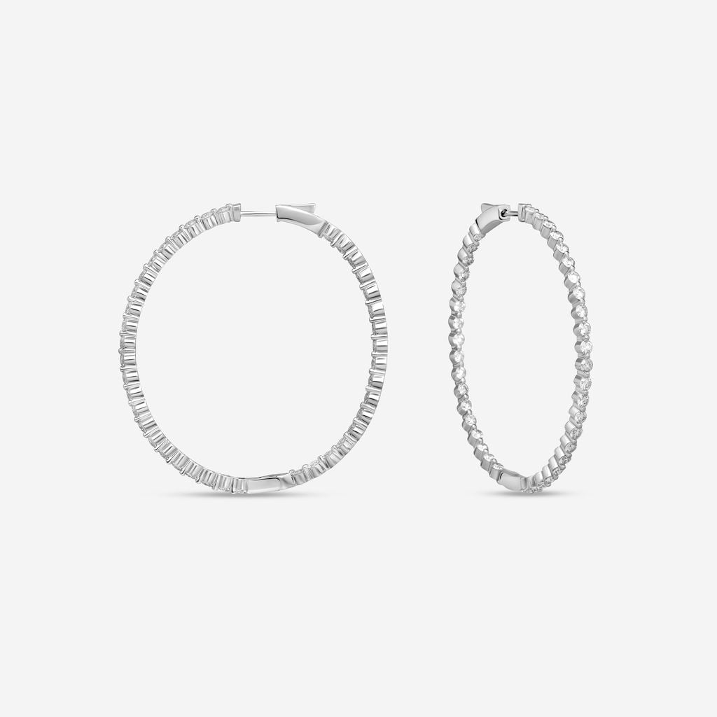 Ina Mar 14K White Gold 4.00 ctw Round Diamond Shared Prong Oval Hoop Earrings E1182D-FW-400F