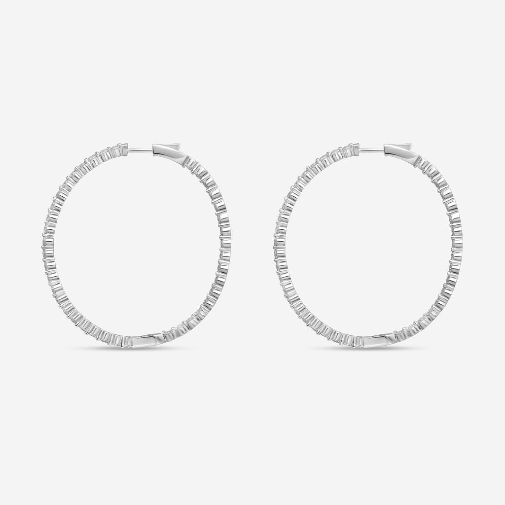 Ina Mar 14K White Gold 4.00 ctw Round Diamond Shared Prong Oval Hoop Earrings E1182D-FW-400F — view 3