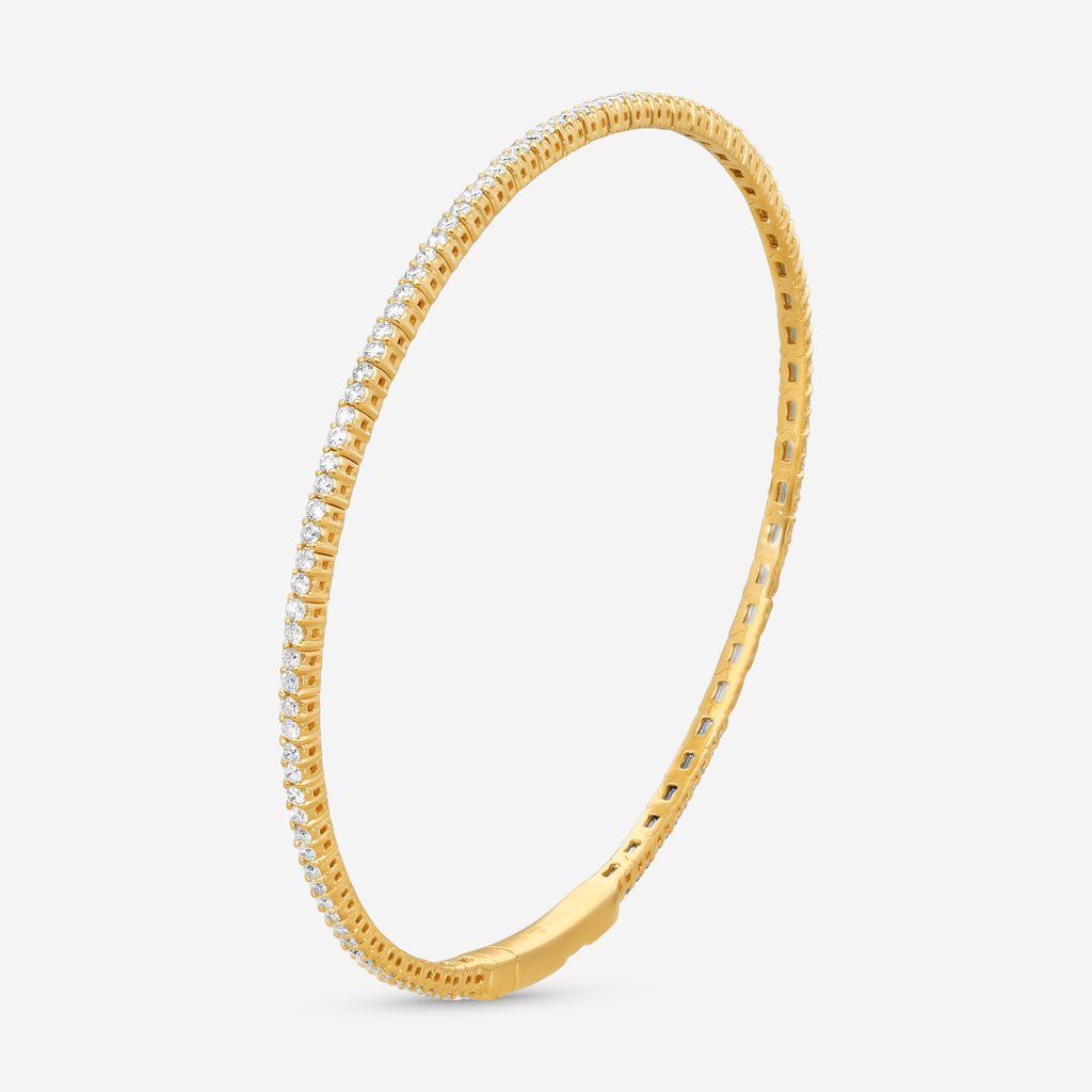 Ina Mar 14K Yellow Gold 1.00 ctw Round Diamond Flex Tennis Bangle Bracelet B1100A-FY-100F — view 2