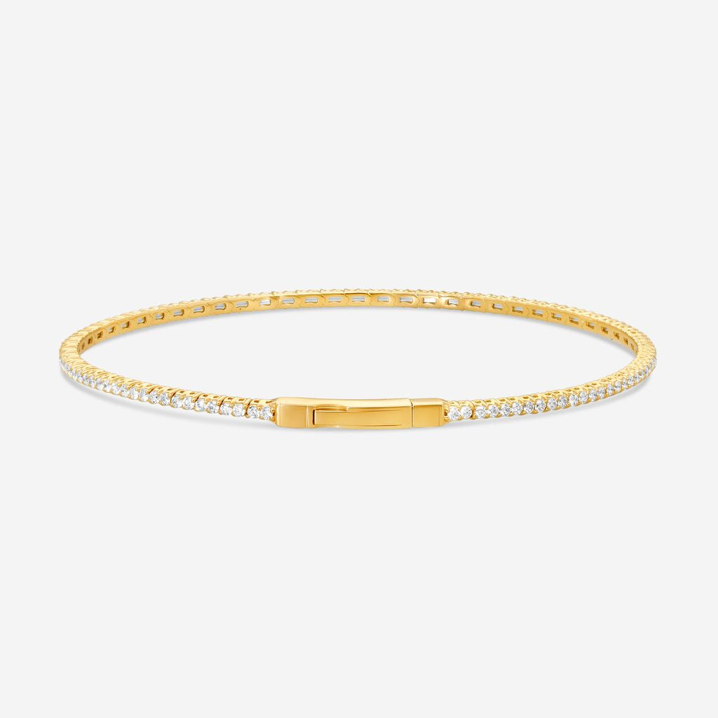 Ina Mar 14K Yellow Gold 1.00 ctw Round Diamond Flex Tennis Bangle Bracelet B1100A-FY-100F — view 3