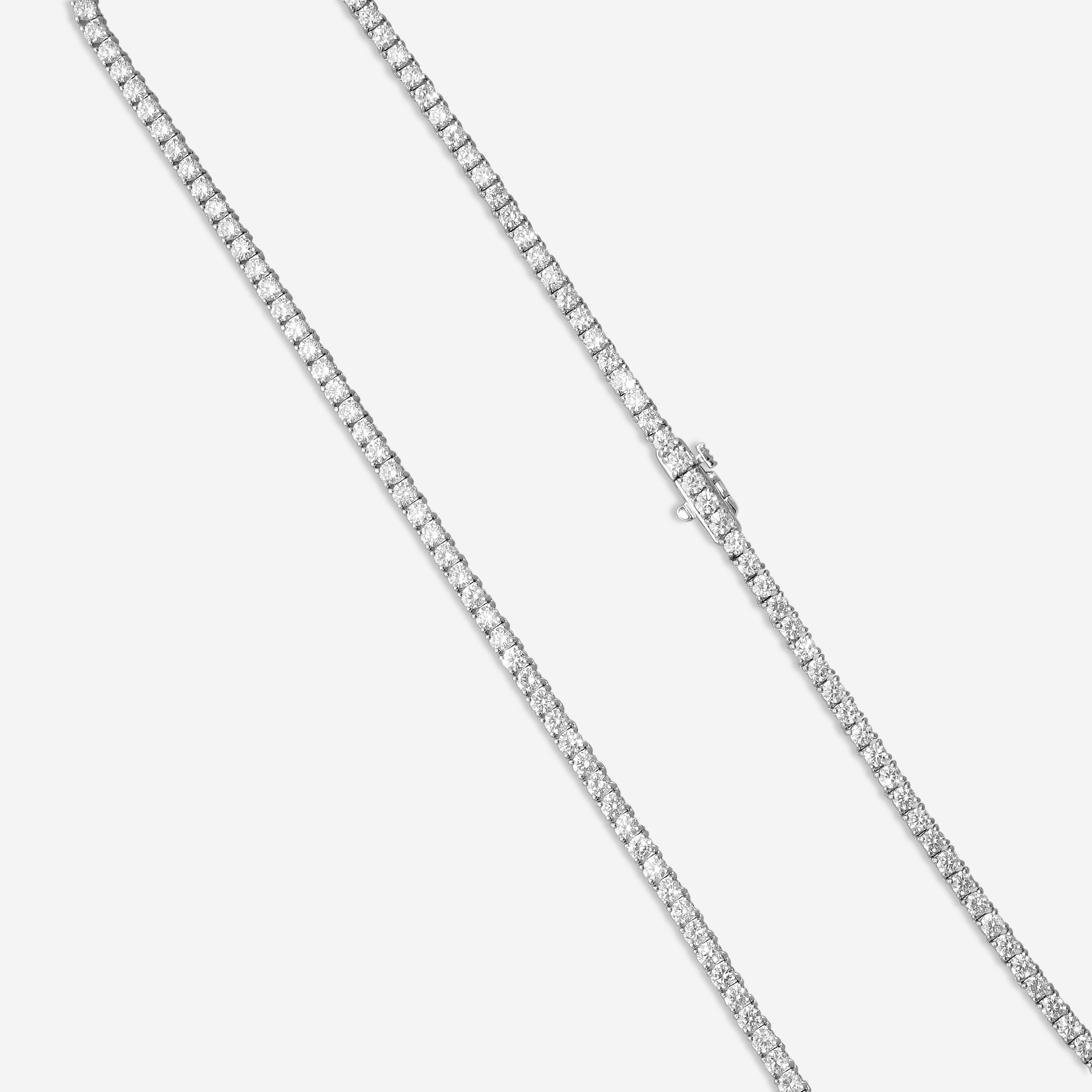 Ina Mar 14K White Gold 10.00 ctw Round Diamond 4-Prong Tennis Necklace N1197J-FW-1000F — view 3