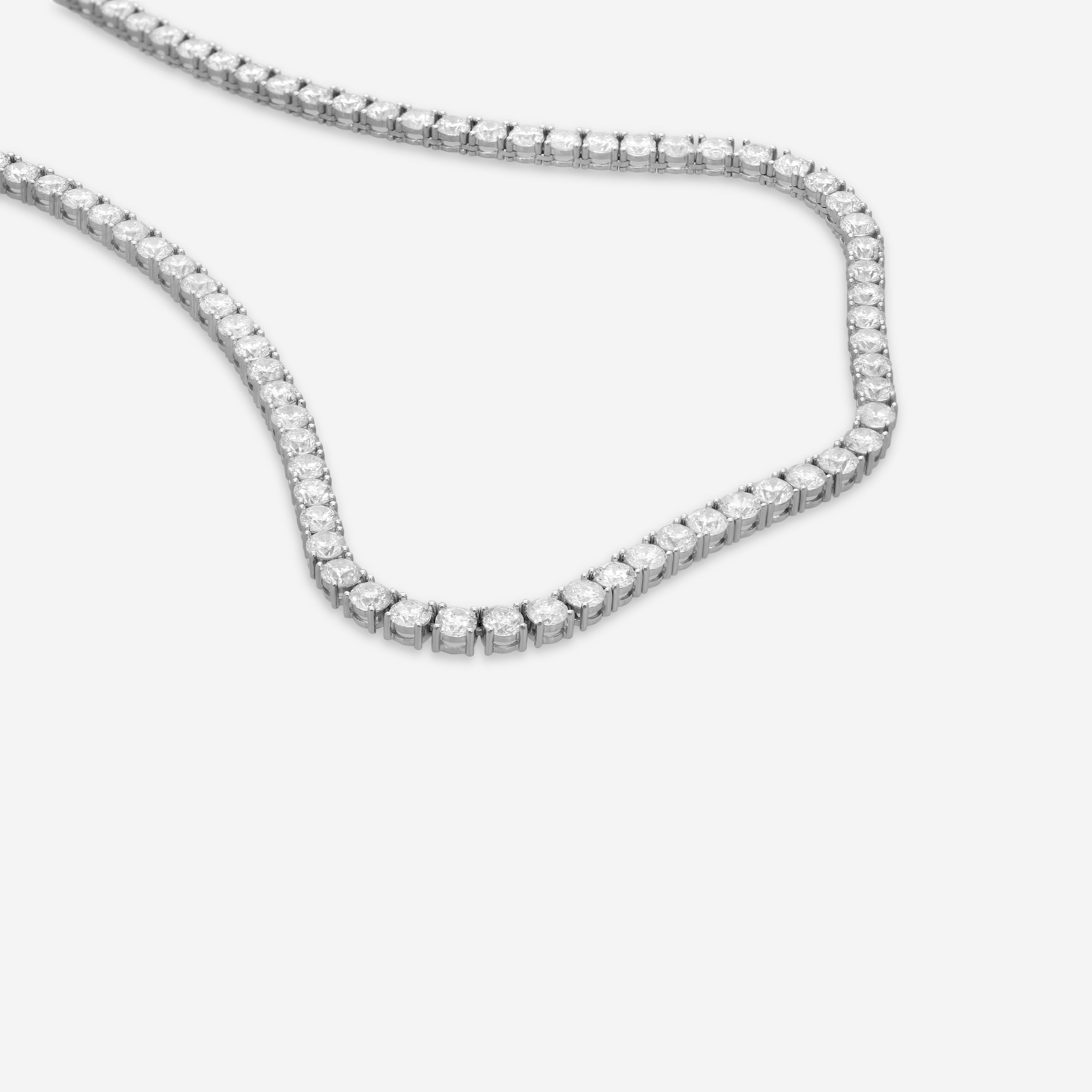 Ina Mar 14K White Gold 20.00 ctw Round Diamond 4-Prong Tennis Necklace N1197L-FW-2000F — view 3