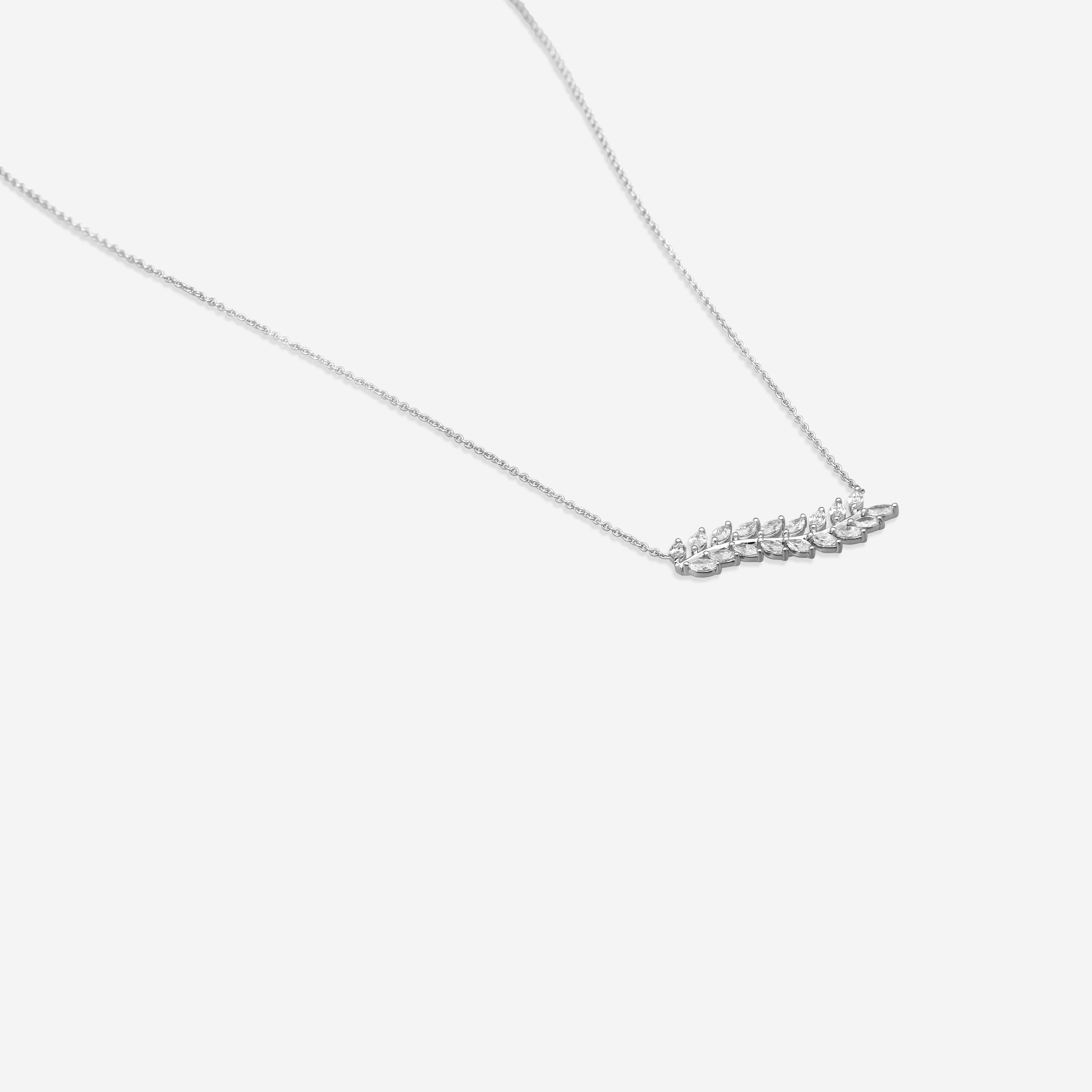 Roberto Coin 18K White Gold Diamond Marquise Leaf Pendant Necklace 111513AWCHX0 — view 3