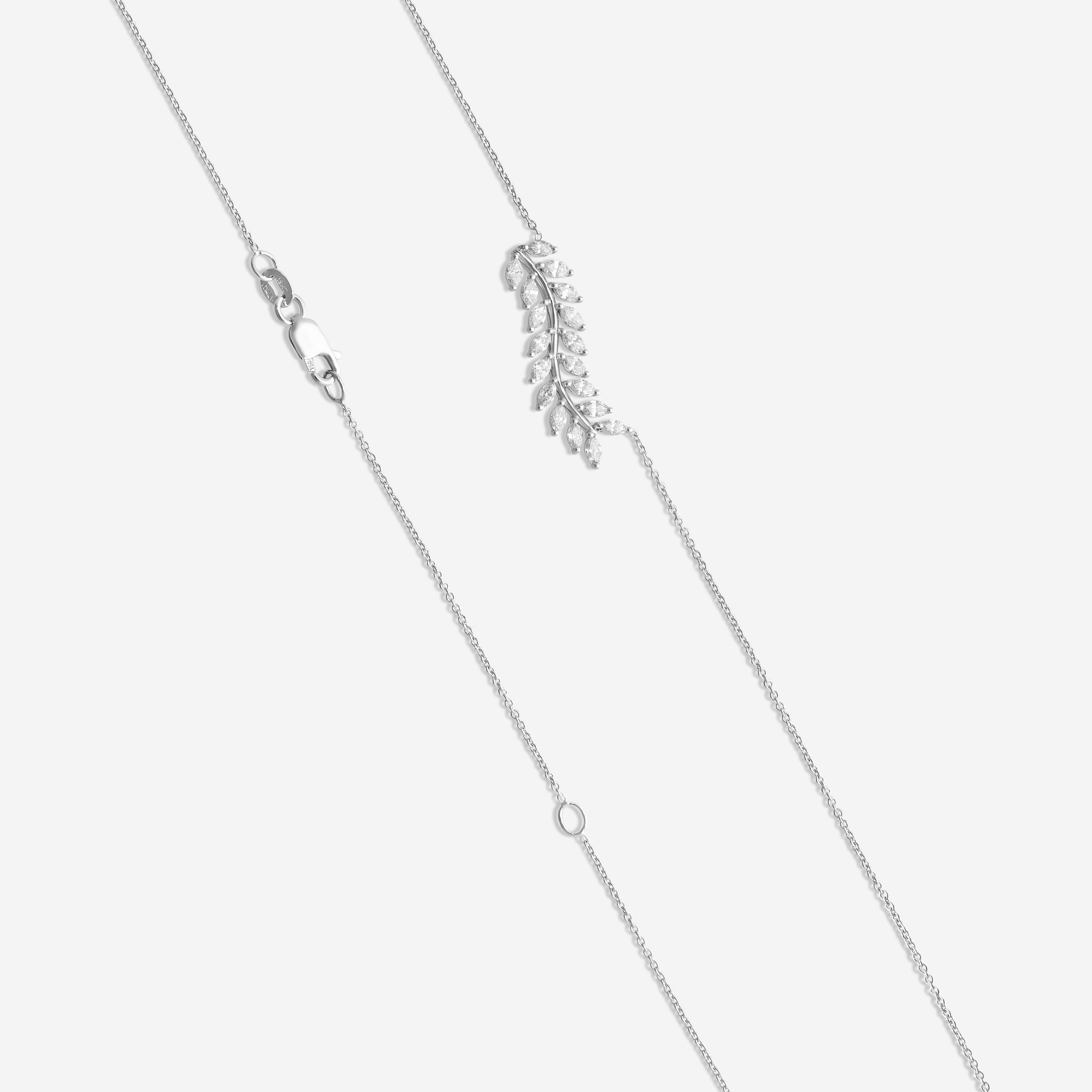 Roberto Coin 18K White Gold Diamond Marquise Leaf Pendant Necklace 111513AWCHX0 — view 4