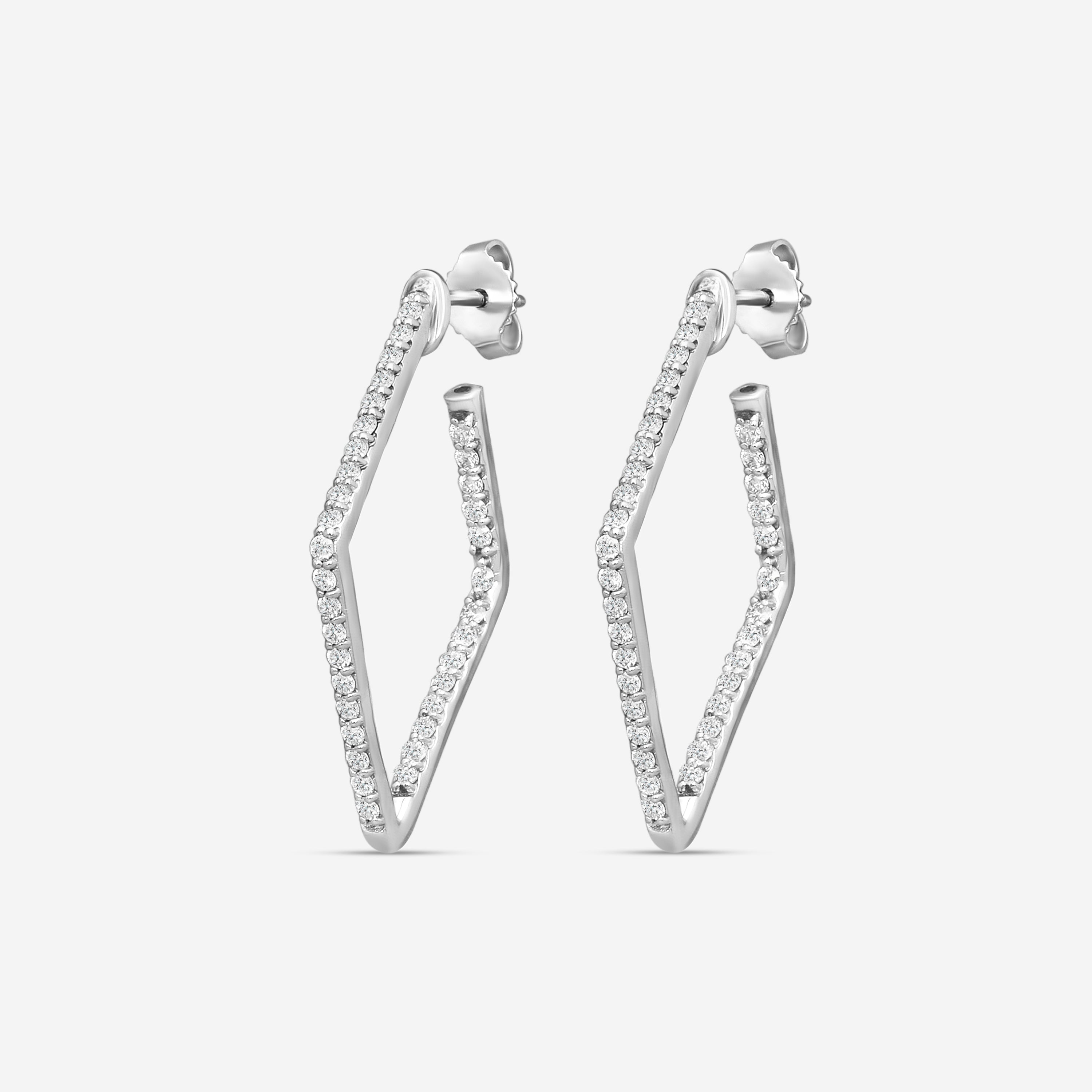Roberto Coin 18K White Gold Diamond Square Hoop Earrings 111456AWERX0