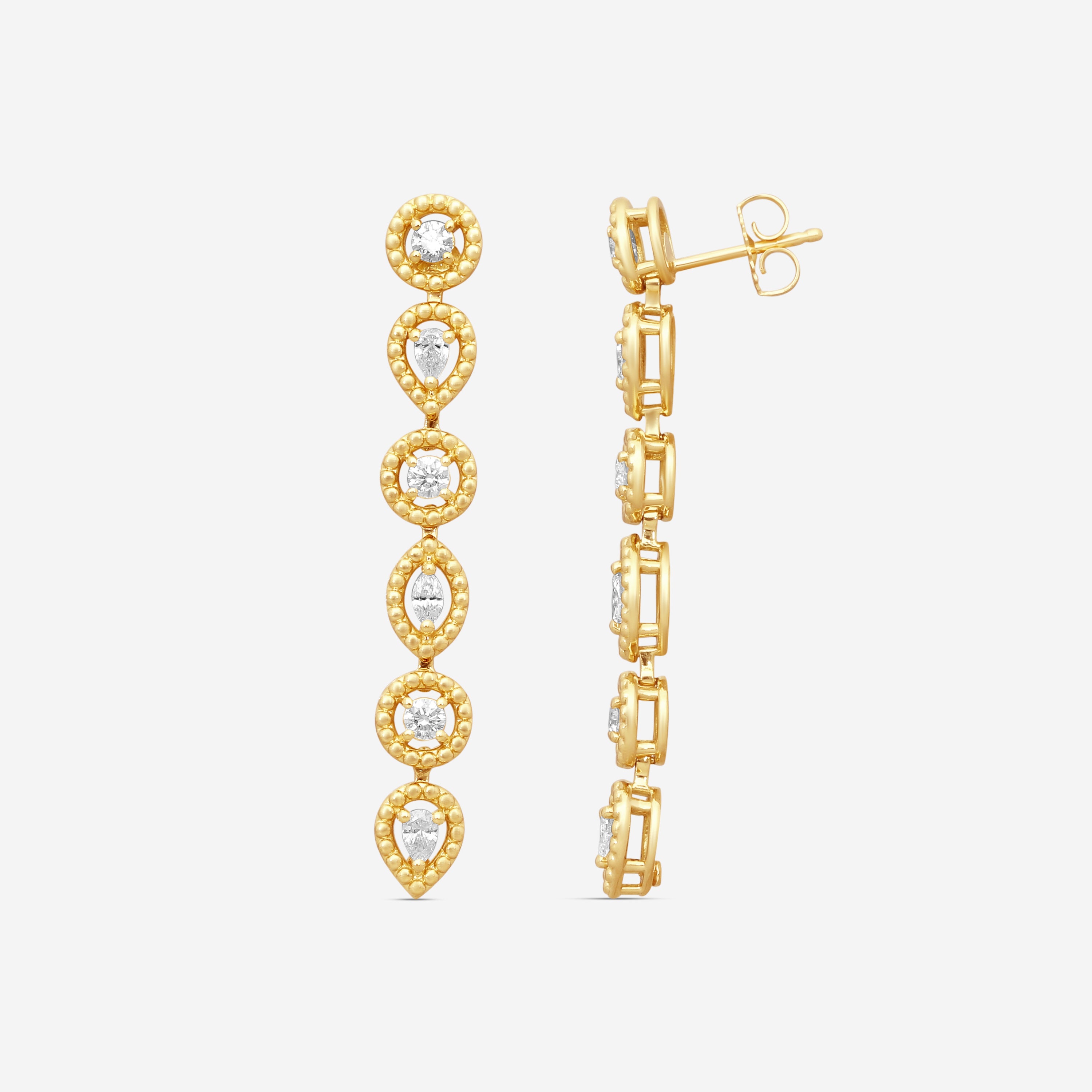 Roberto Coin Dolcetto 18K Yellow Gold Diamond Drop Earrings 111491AYERX0 — view 3