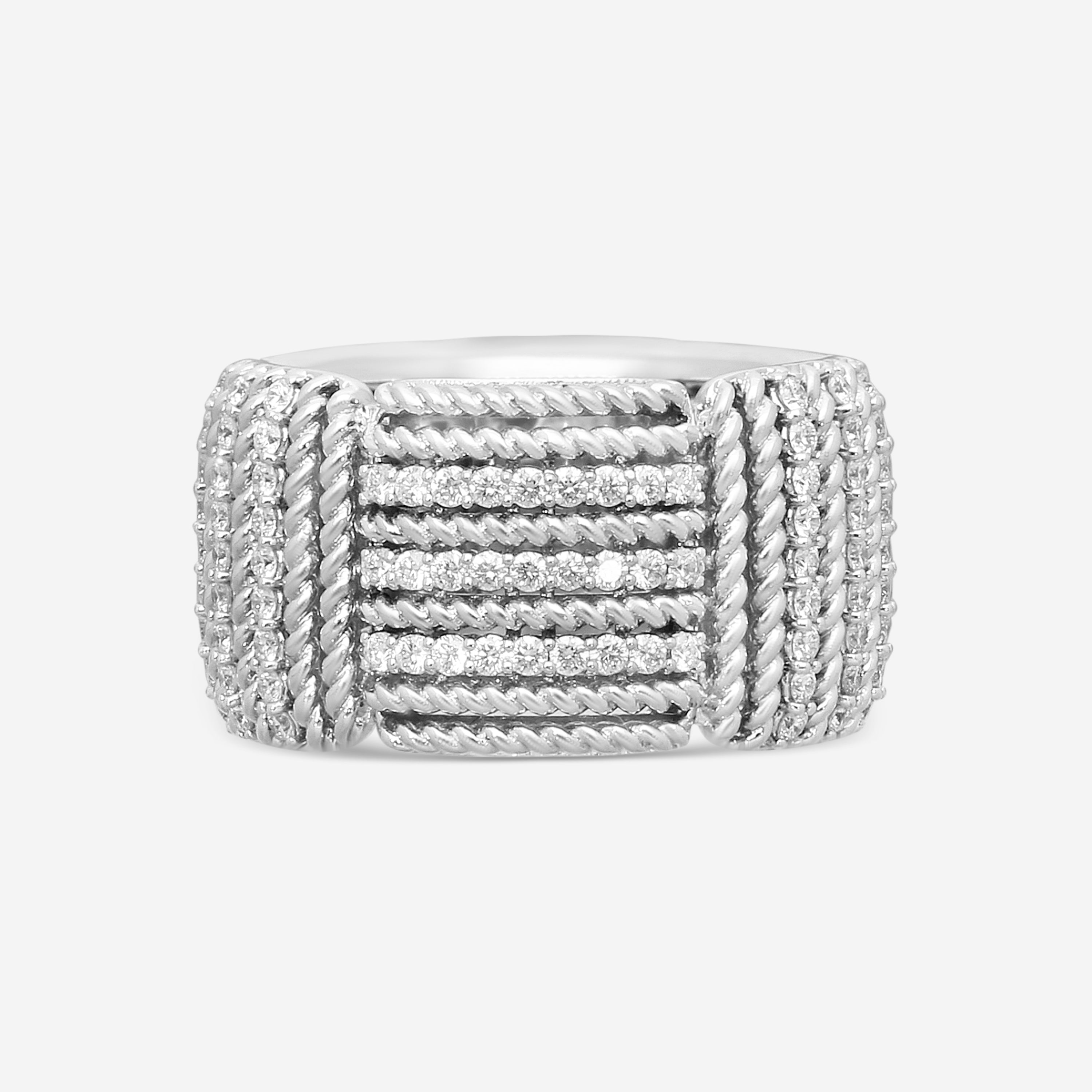 Roberto Coin Opera 18K White Gold Diamond Wide Band Ring Sz. 6.5 7772895AW65X