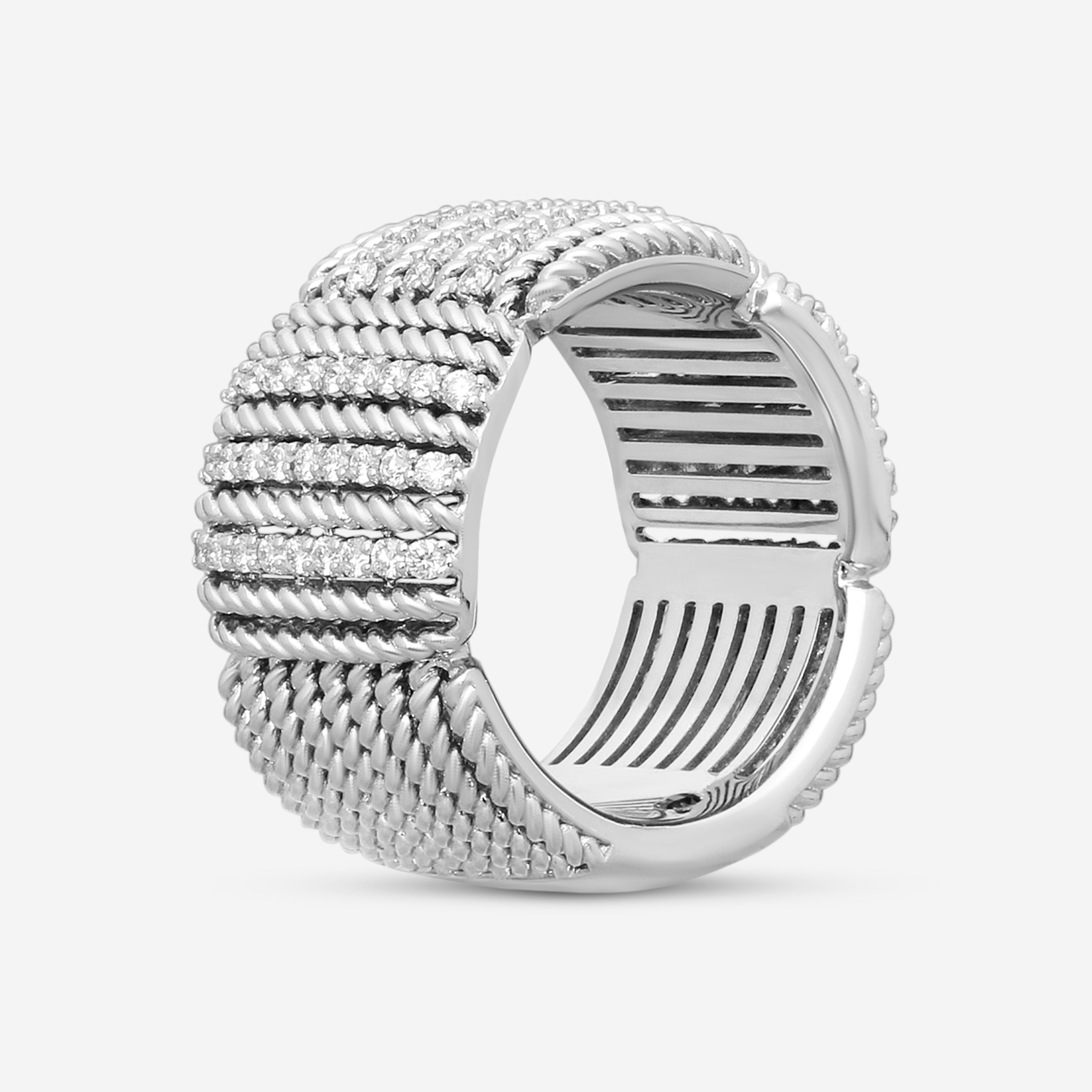 Roberto Coin Opera 18K White Gold Diamond Wide Band Ring Sz. 6.5 7772895AW65X — view 2