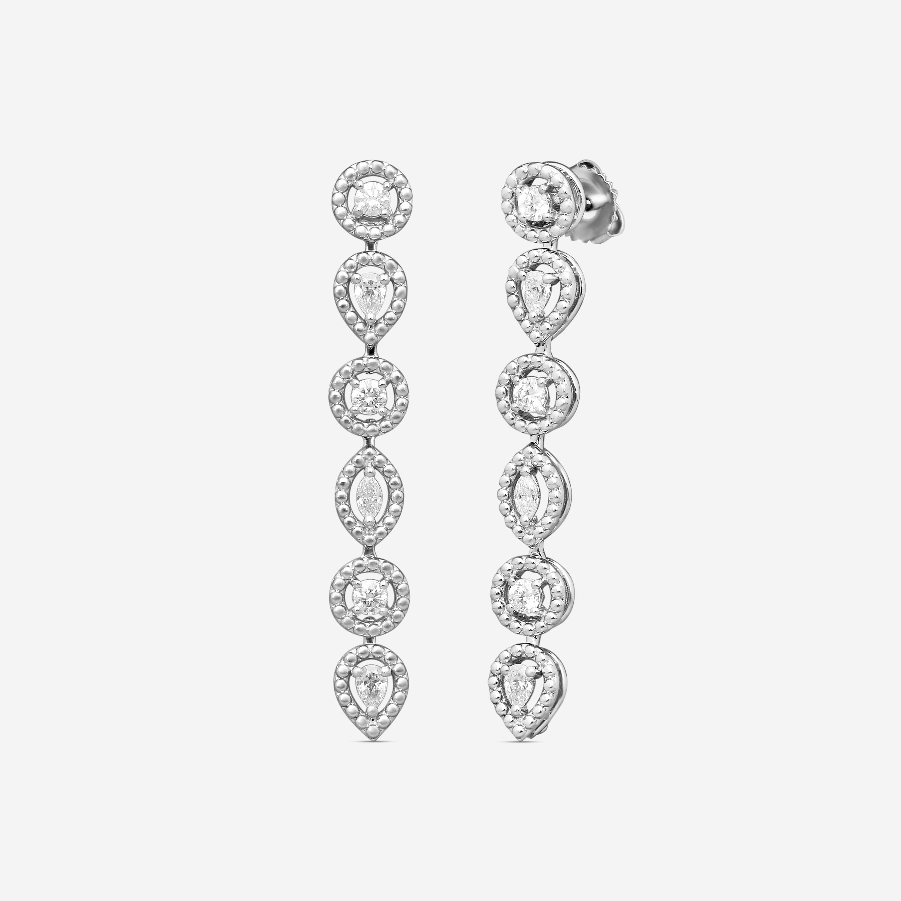 Roberto Coin Dolcetto 18K White Gold Diamond Drop Earrings 111491AWERX0 — view 2