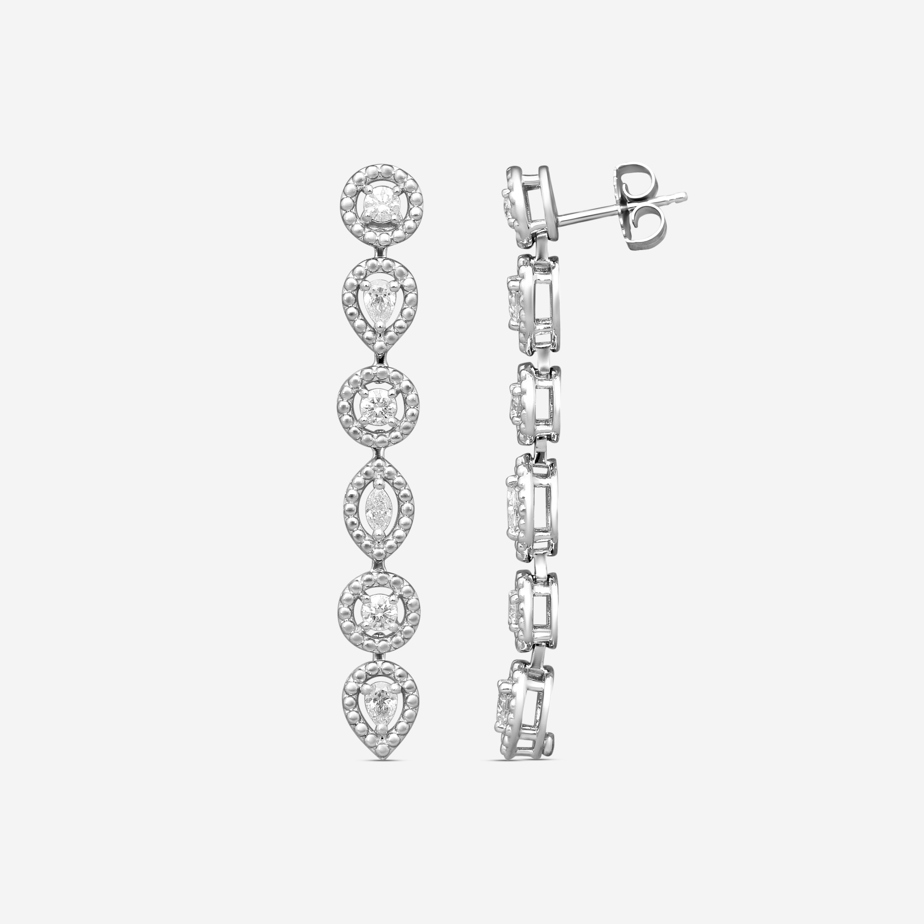Roberto Coin Dolcetto 18K White Gold Diamond Drop Earrings 111491AWERX0 — view 3