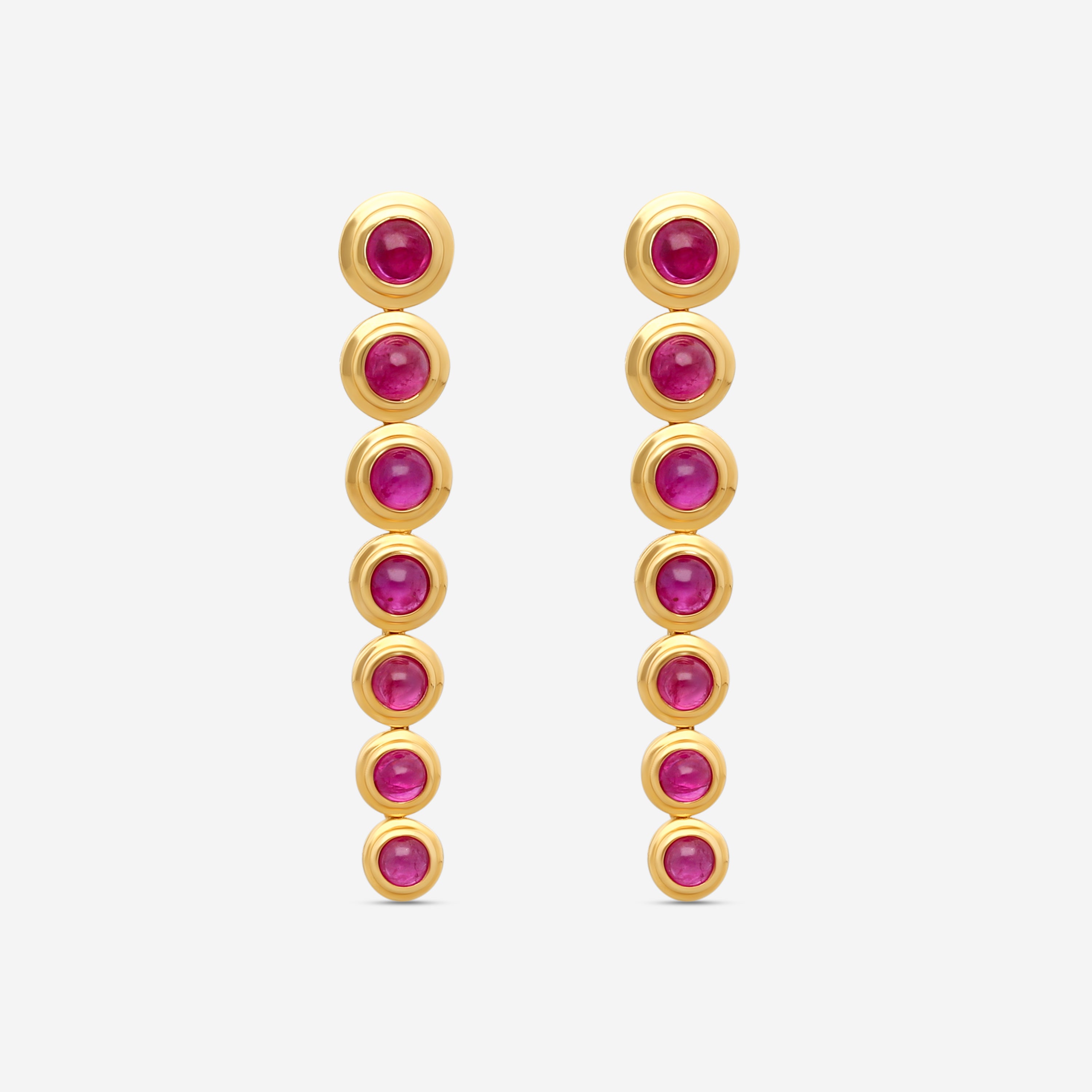 Goshwara G-One 18K Yellow Gold Ruby Cabochon Chandelier Earrings JE0358-RU