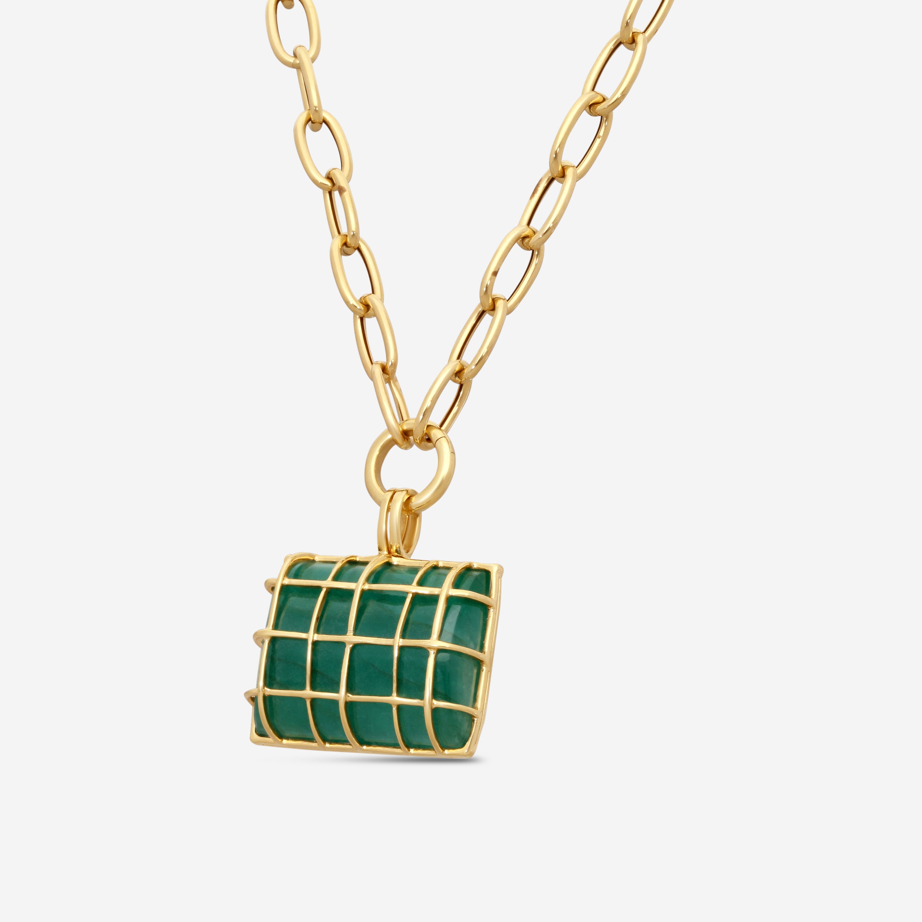 Goshwara G-One 18K Yellow Gold Large Emerald Cage Pendant Necklace JP0108-EM-Y-01 — view 2