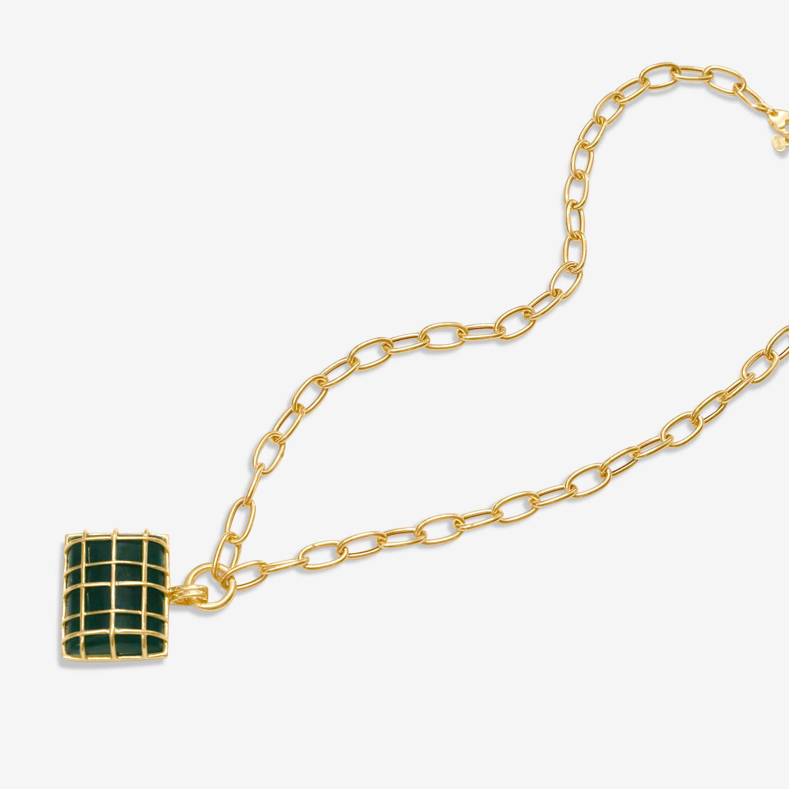Goshwara G-One 18K Yellow Gold Large Emerald Cage Pendant Necklace JP0108-EM-Y-01 — view 3