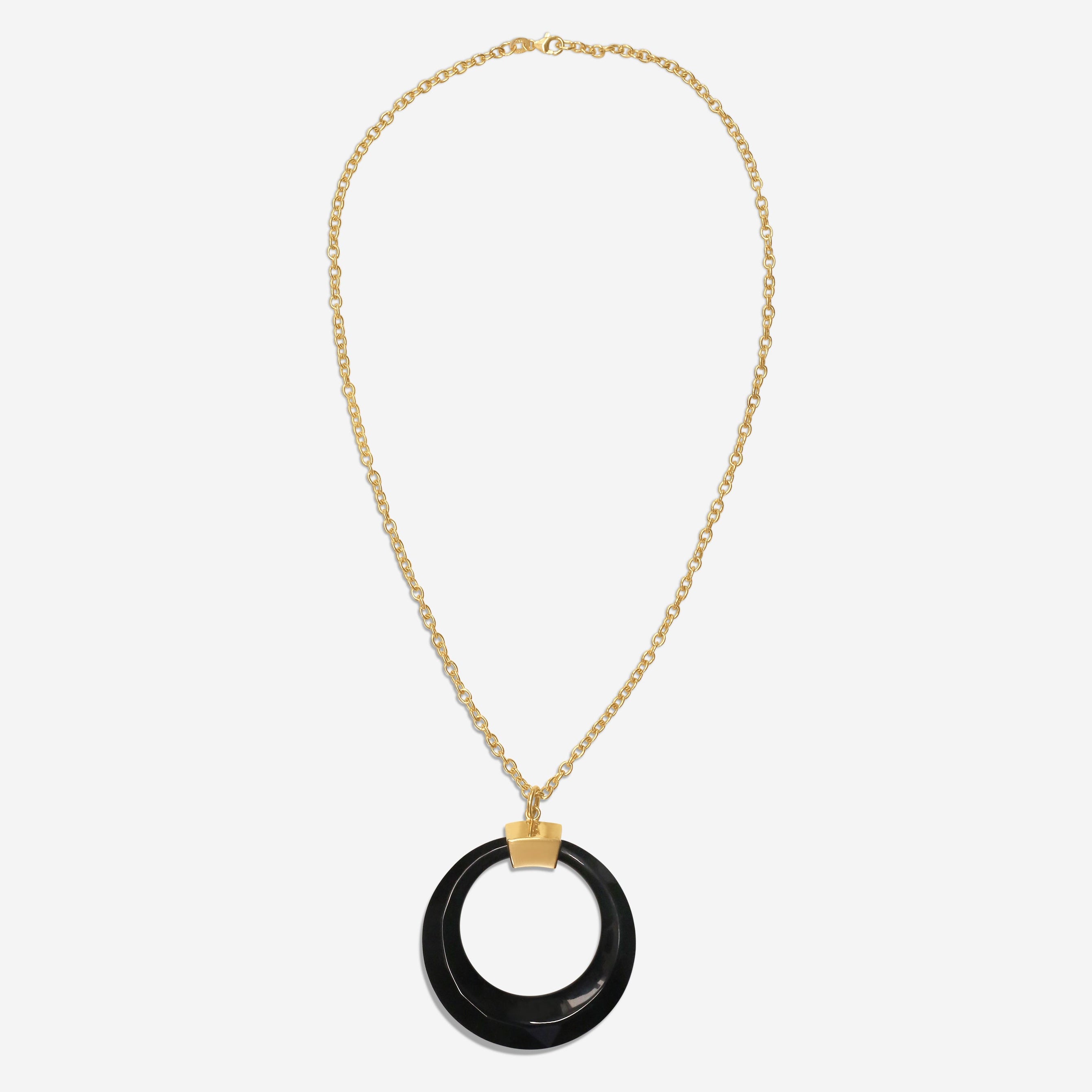 Goshwara 18K Yellow Gold Long Onyx Pendant Necklace JP0229-LG-OXY