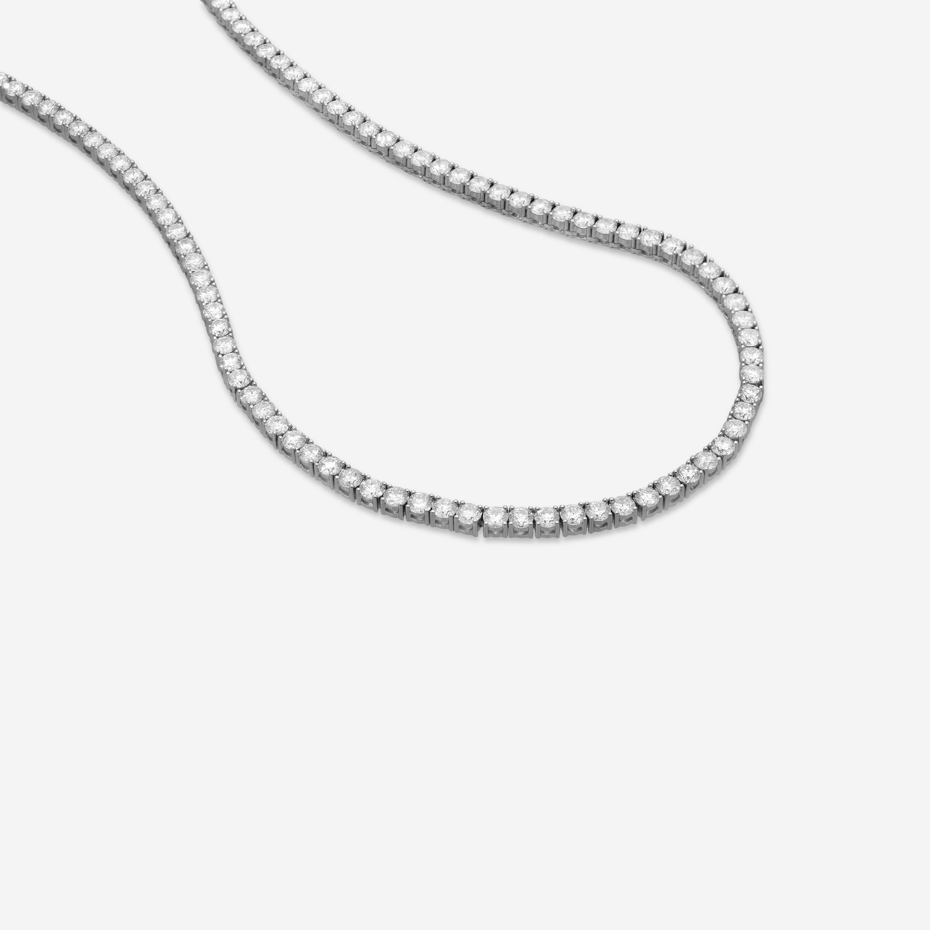 Ina Mar 14K White Gold 15.00 ctw Round Diamond 4-Prong Tennis Necklace N1197K-FW-1500F — view 3