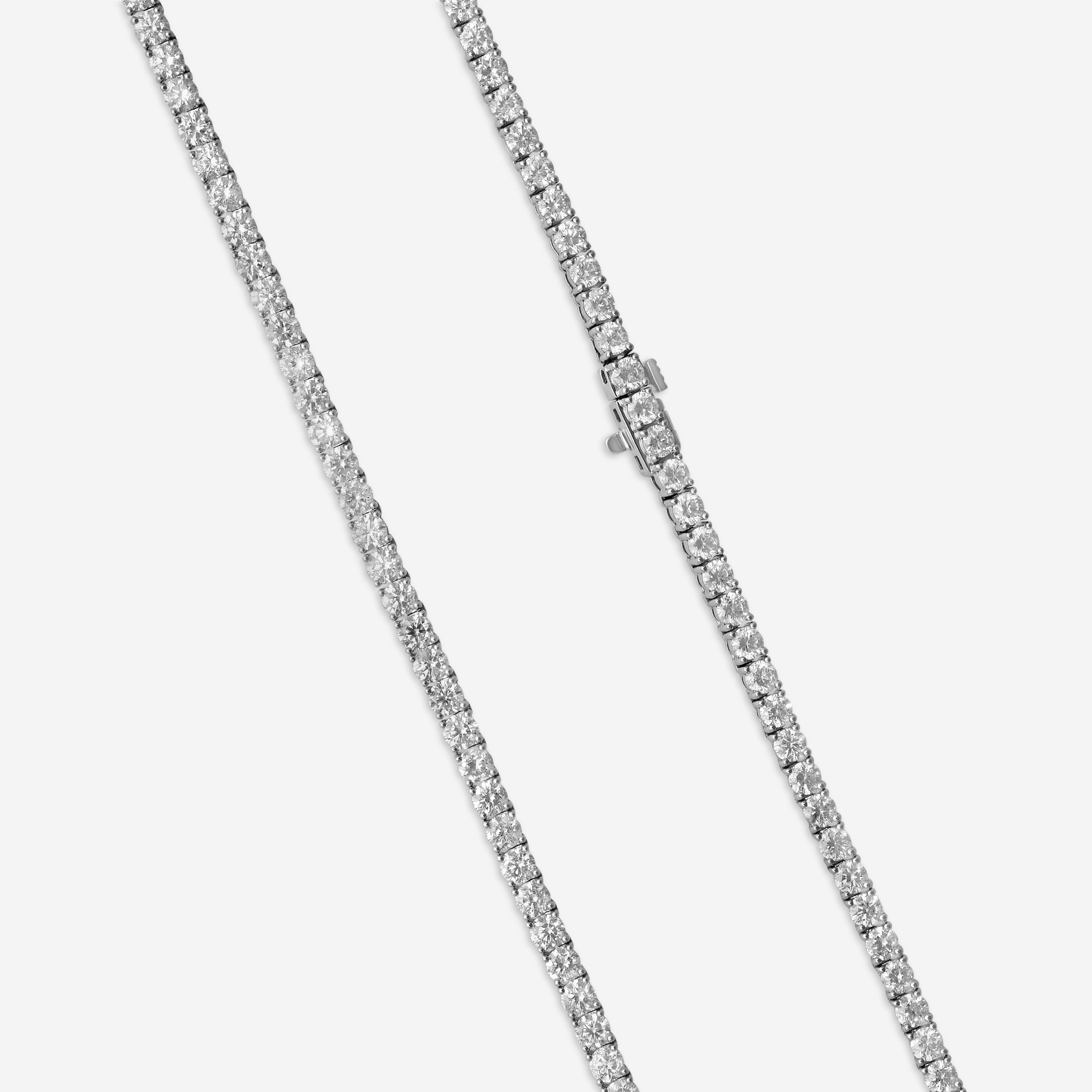 Ina Mar 14K White Gold 15.00 ctw Round Diamond 4-Prong Tennis Necklace N1197K-FW-1500F — view 4
