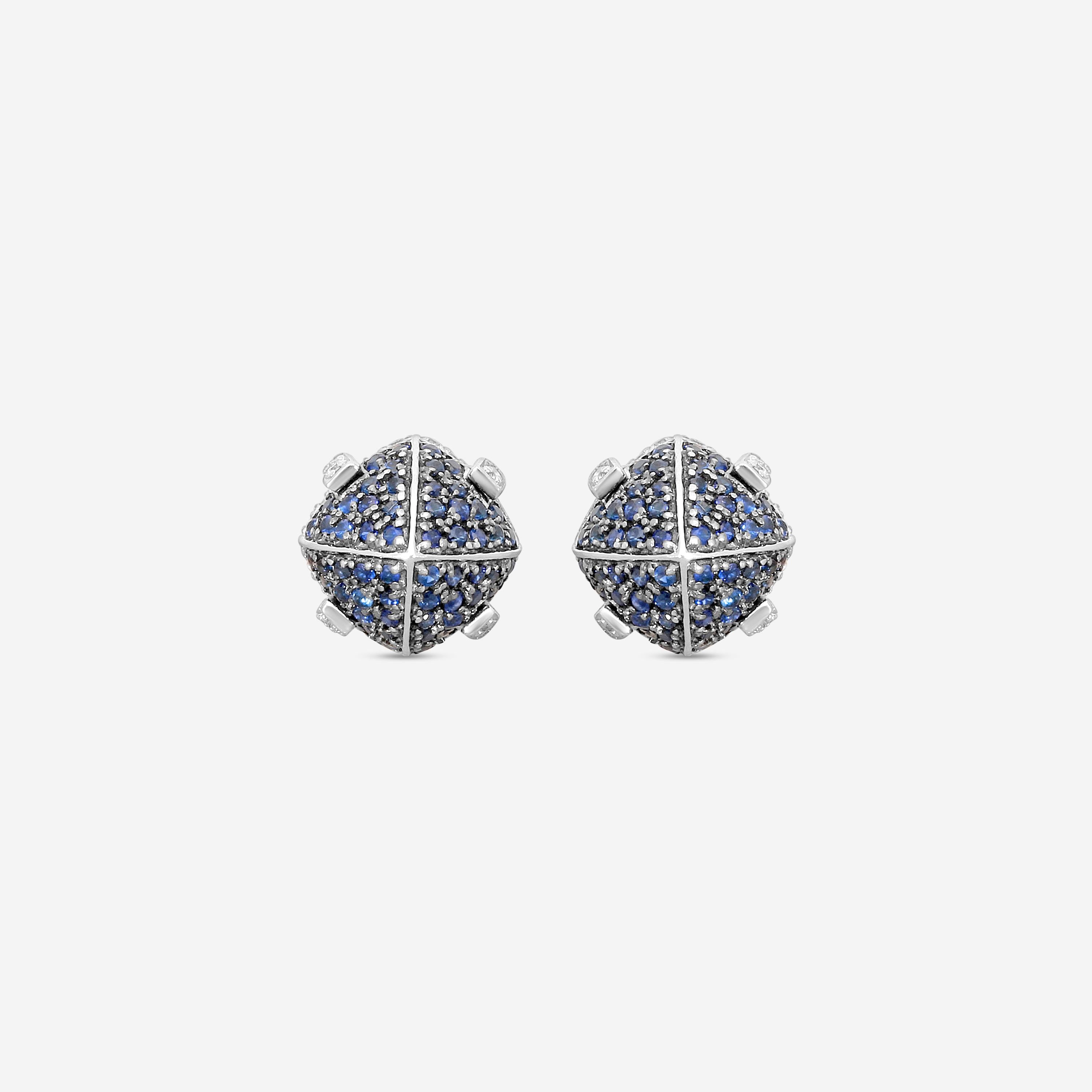 Goshwara Sugarloaf 18K White Gold Diamond and Sapphire Stud Earrings JE0231-SA-W