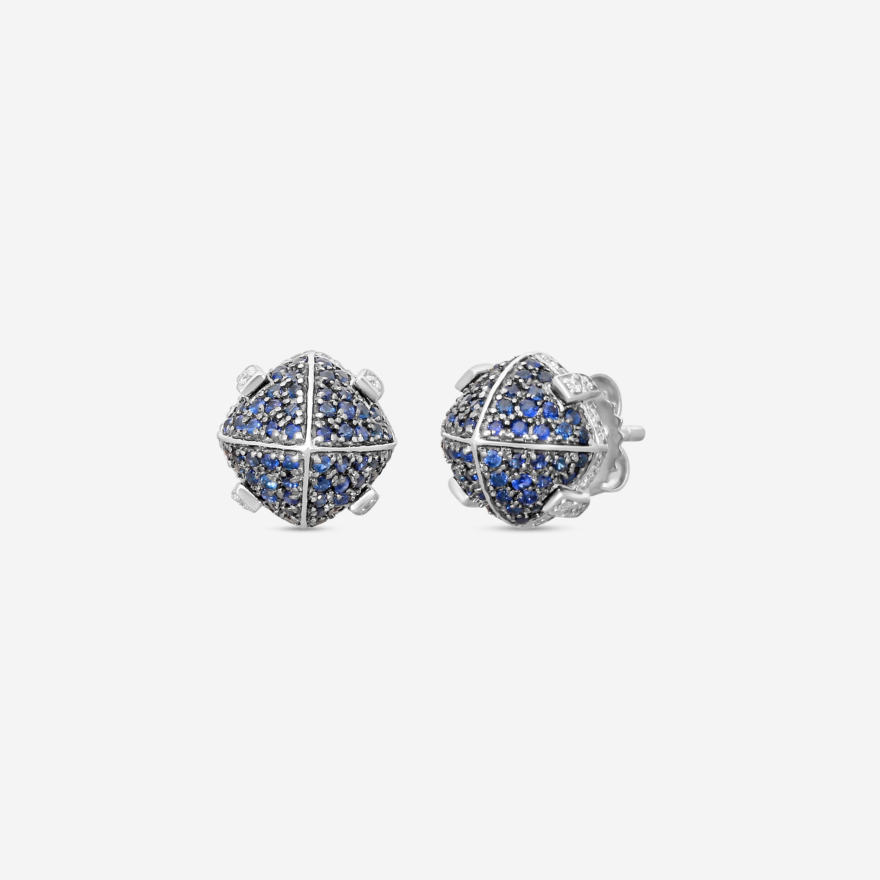 Goshwara Sugarloaf 18K White Gold Diamond and Sapphire Stud Earrings JE0231-SA-W — view 2