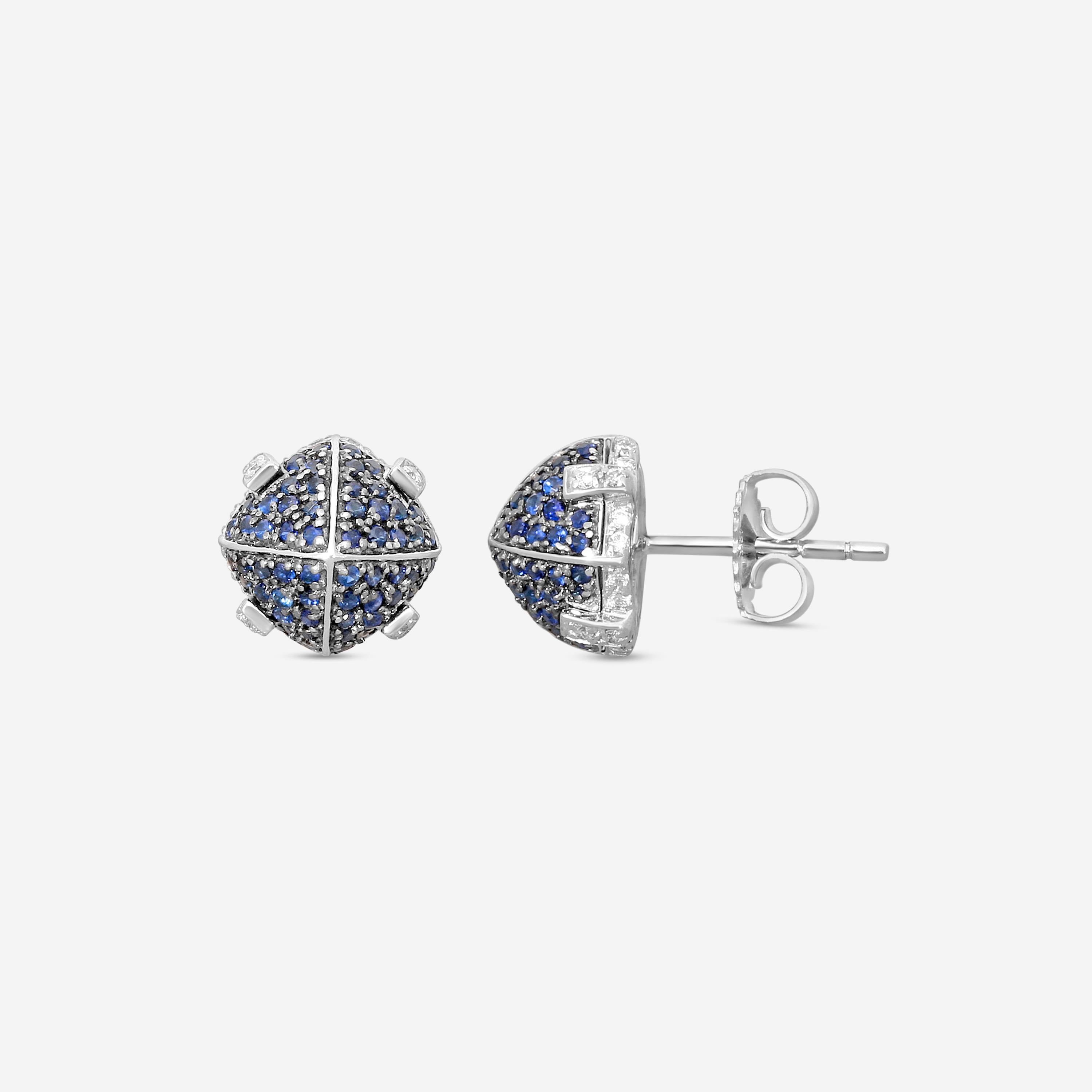 Goshwara Sugarloaf 18K White Gold Diamond and Sapphire Stud Earrings JE0231-SA-W — view 3