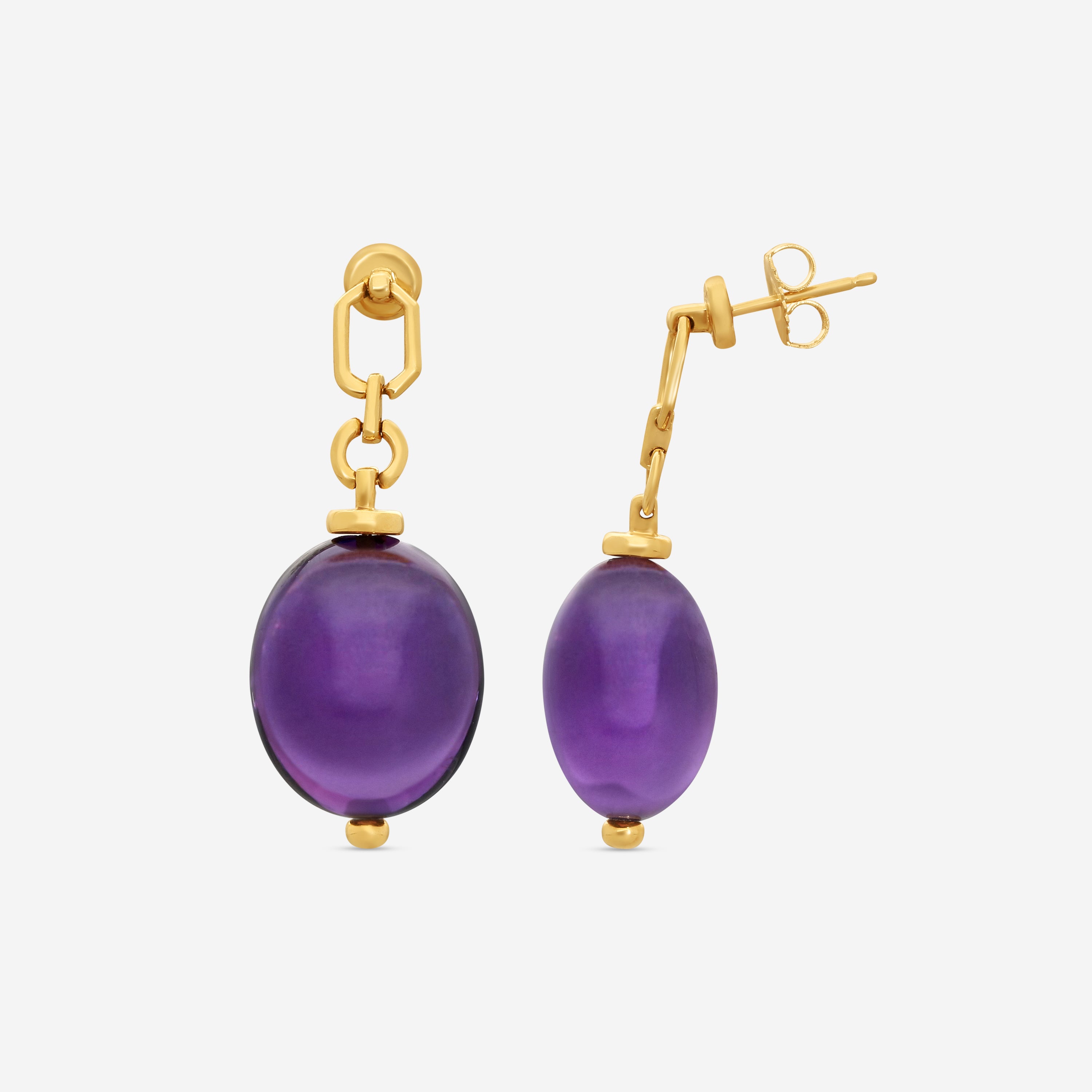 Goshwara Freedom 18K Yellow Gold Amethyst Tumble Earrings JE0125-AM — view 3
