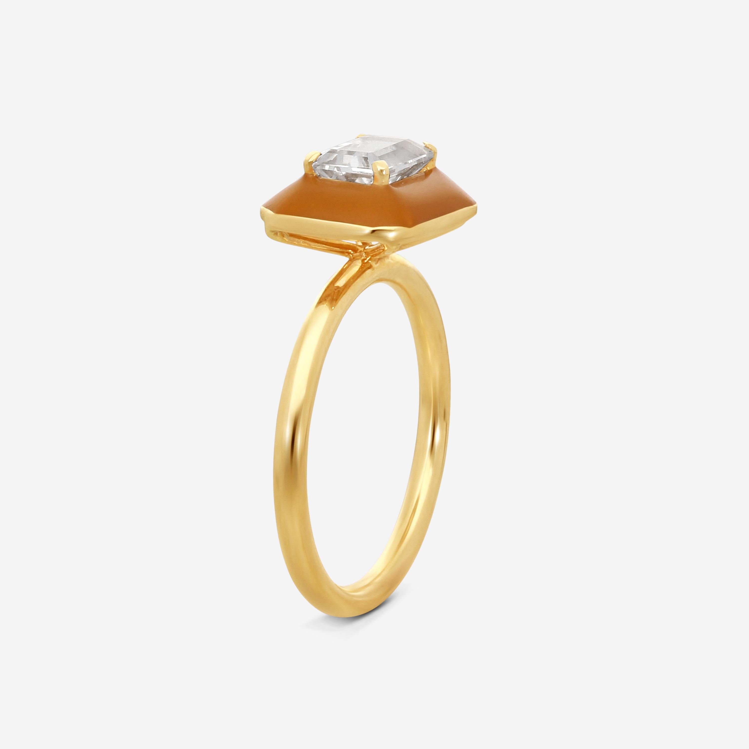 Goshwara Queen 18K Yellow Gold Enamel & Rock Crystal Ring Sz. 6.75 JR0291-RC — view 2