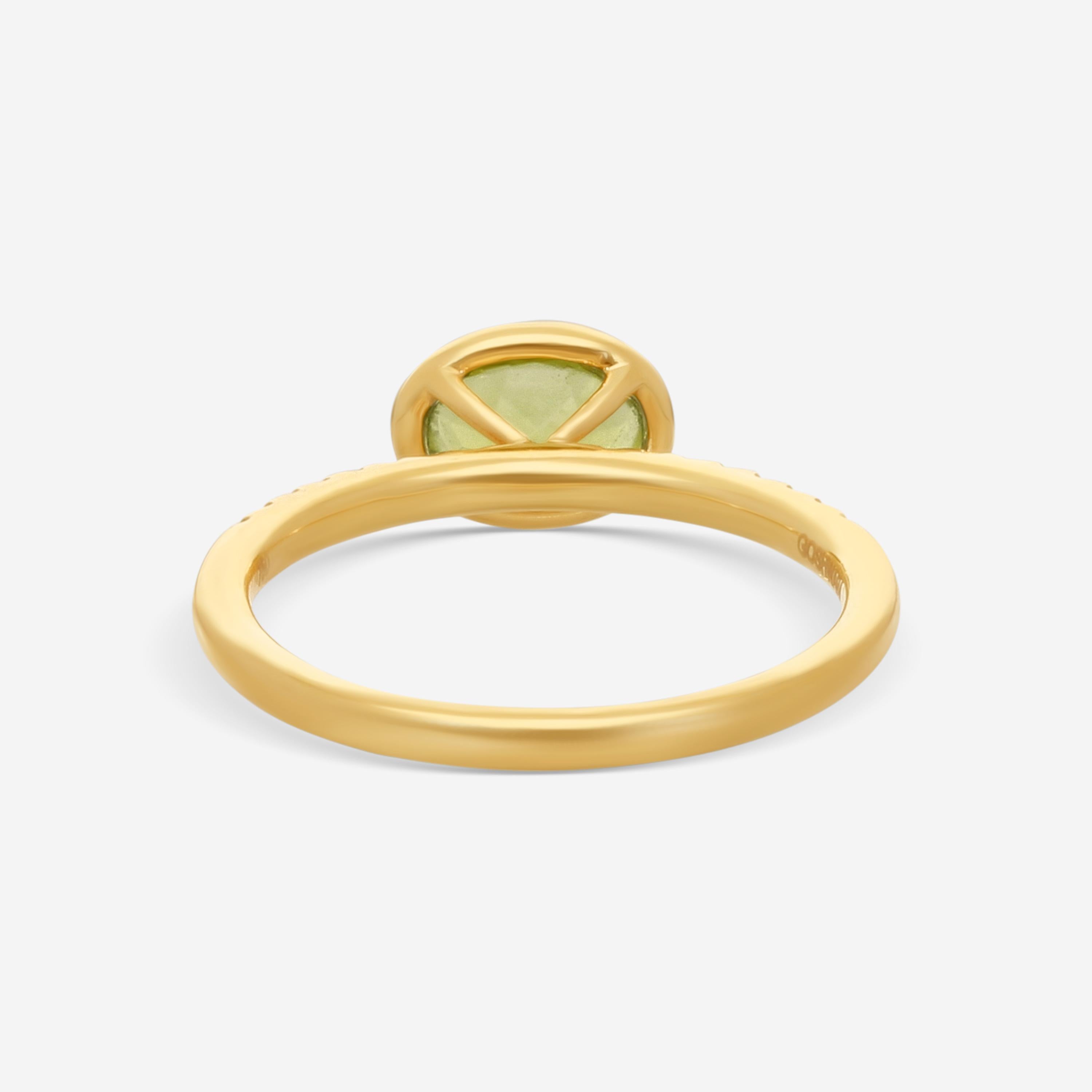 Goshwara Gossip 18K Yellow Gold Diamond and Oval Peridot Ring Sz. 6 JR0069-PE-D — view 3