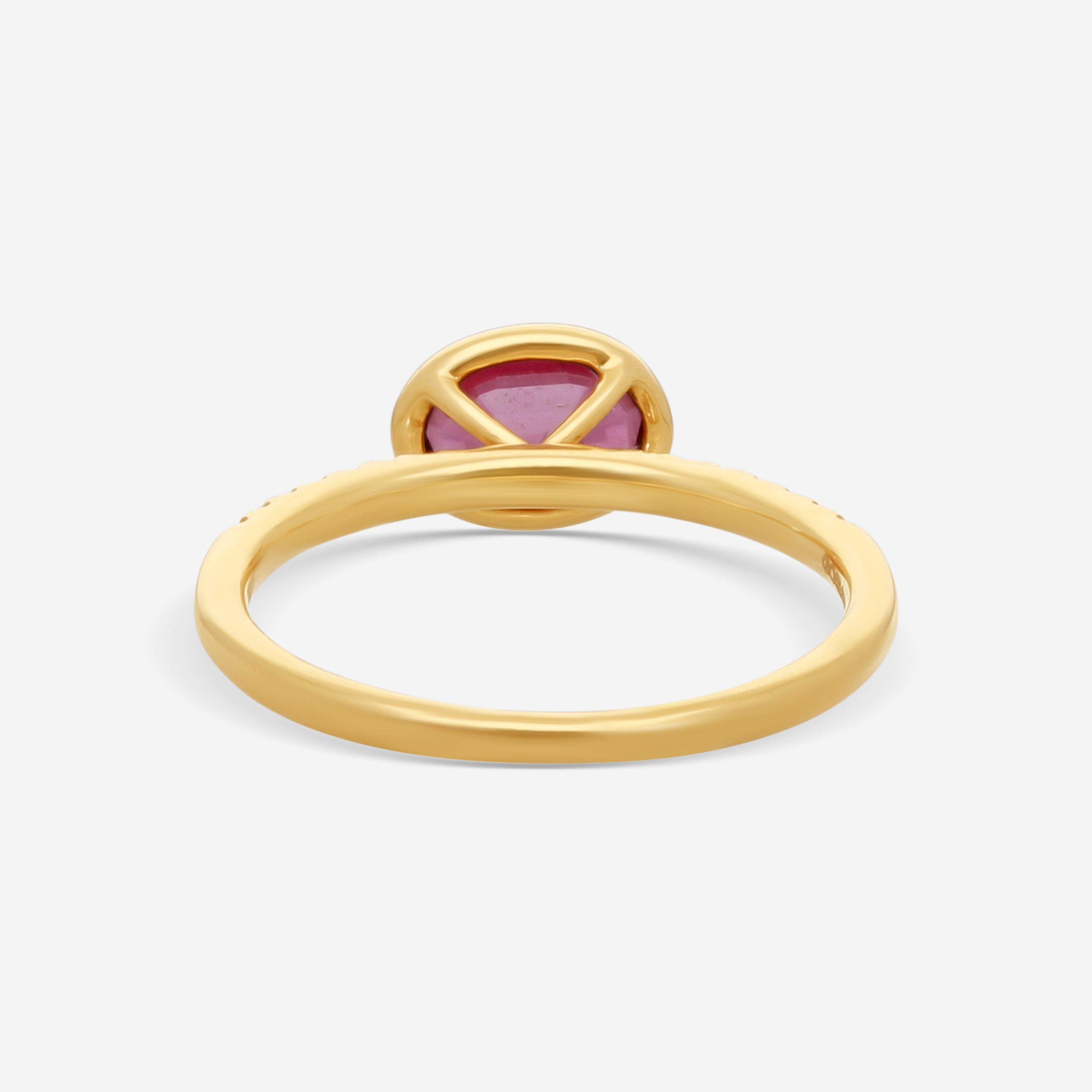 Goshwara Gossip 18K Yellow Gold Diamond and Oval Garnet Ring Sz. 6.75 JR0069-GA-D-Y — view 3