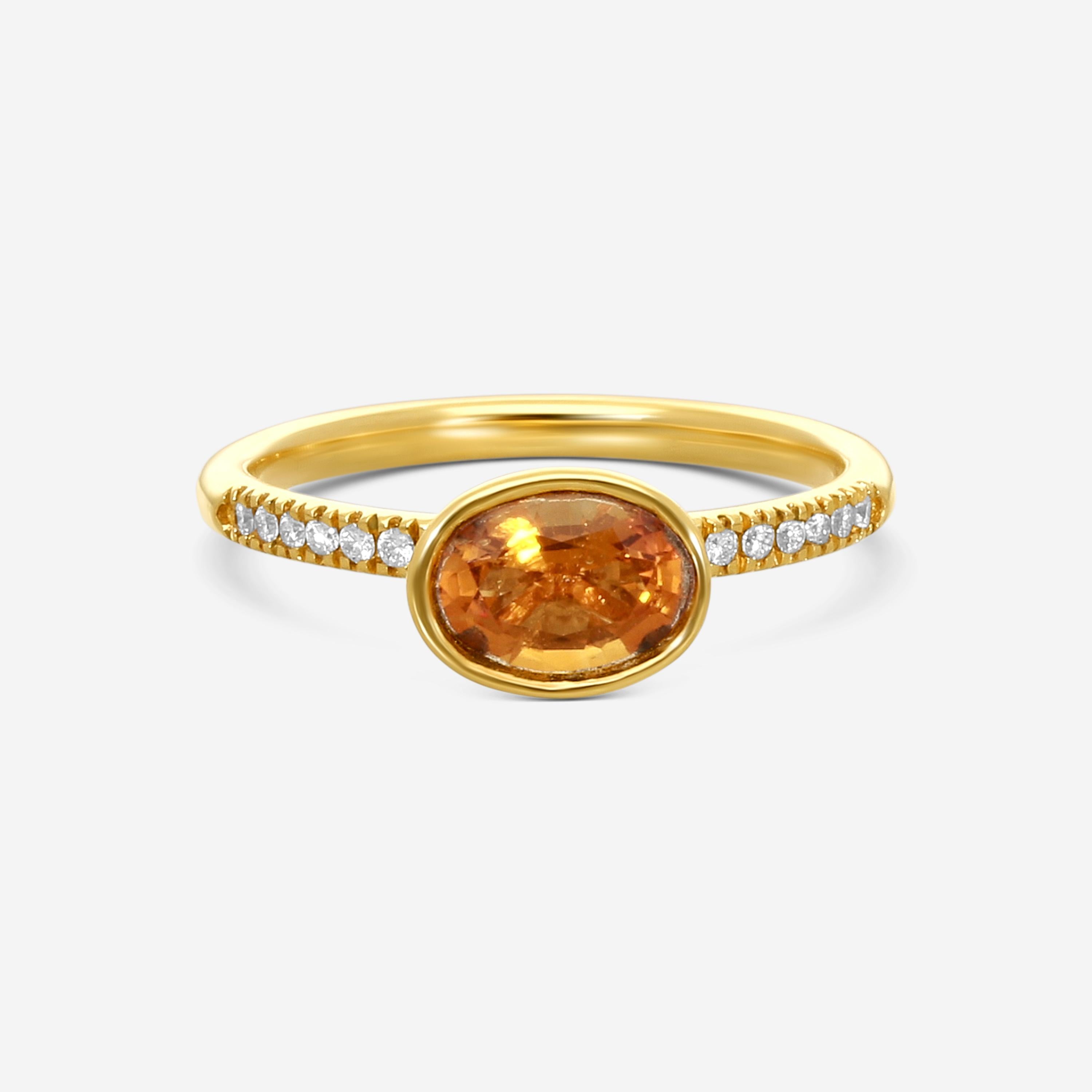 Goshwara Gossip 18K Yellow Gold Diamond and Oval Citrine Ring Sz. 6 JR0069-CT-D