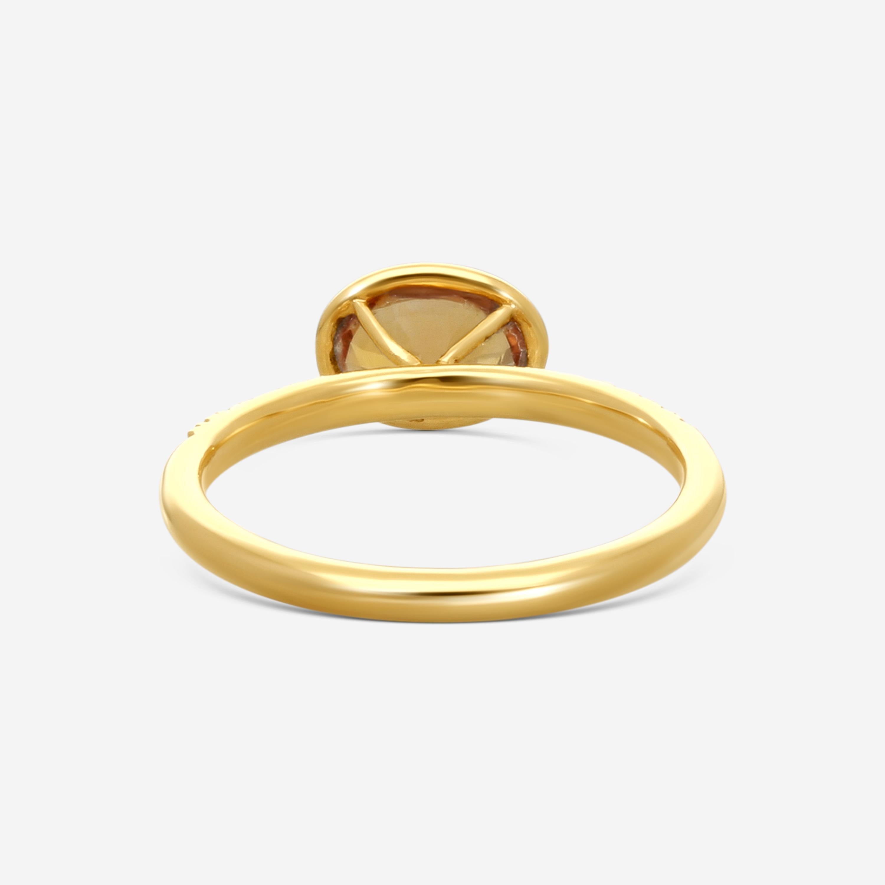 Goshwara Gossip 18K Yellow Gold Diamond and Oval Citrine Ring Sz. 6 JR0069-CT-D — view 3