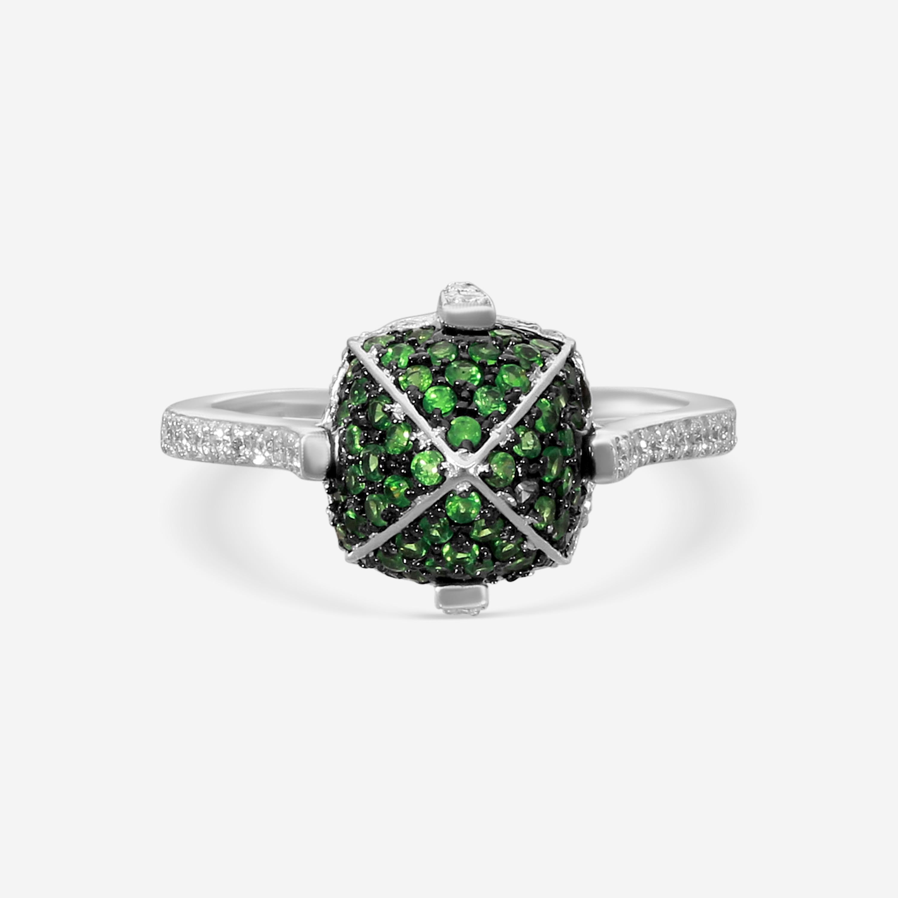 Goshwara Sugarloaf 18K White Gold Diamond and Tsavorite Ring Sz. 6 JR0153-TSAV-W
