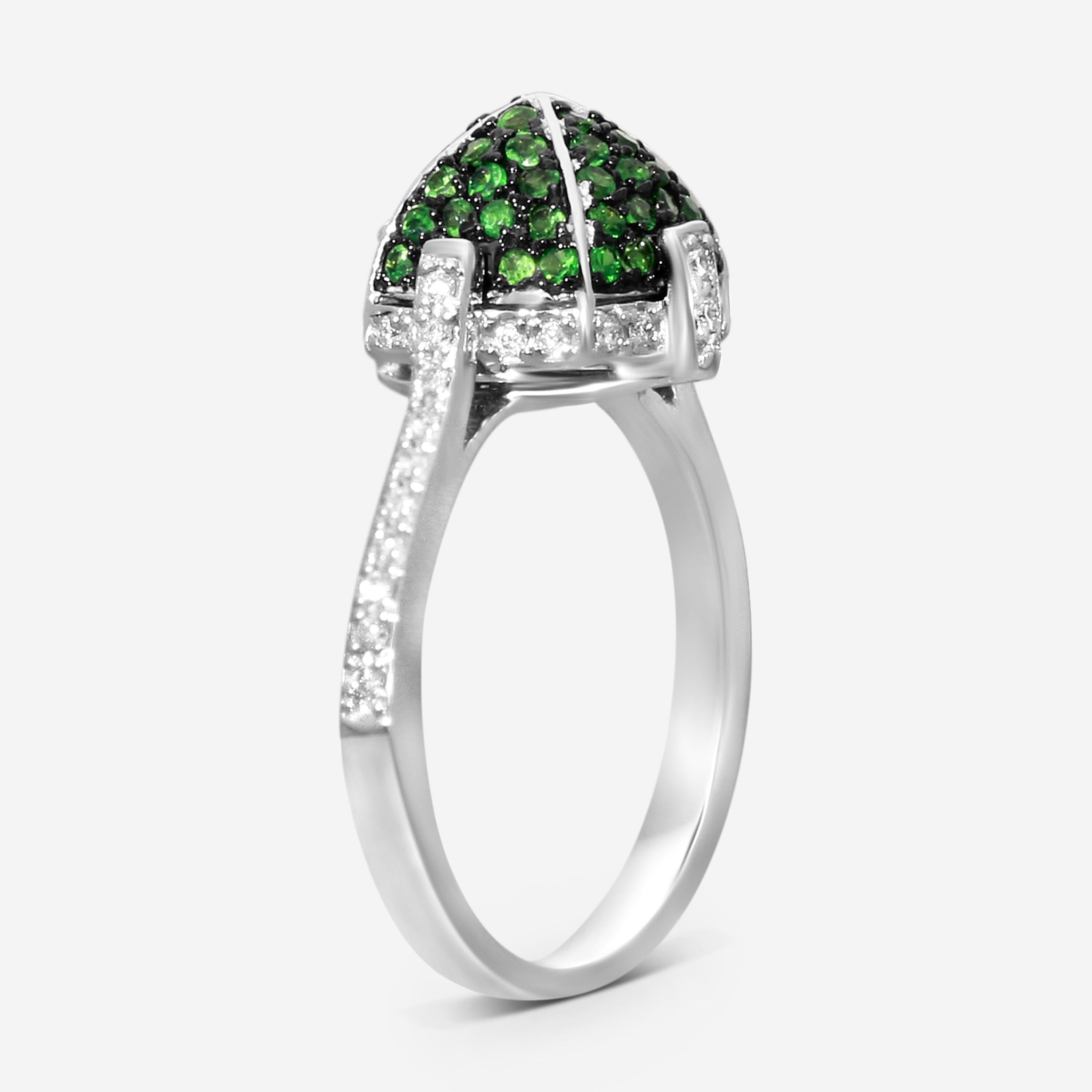 Goshwara Sugarloaf 18K White Gold Diamond and Tsavorite Ring Sz. 6 JR0153-TSAV-W — view 2