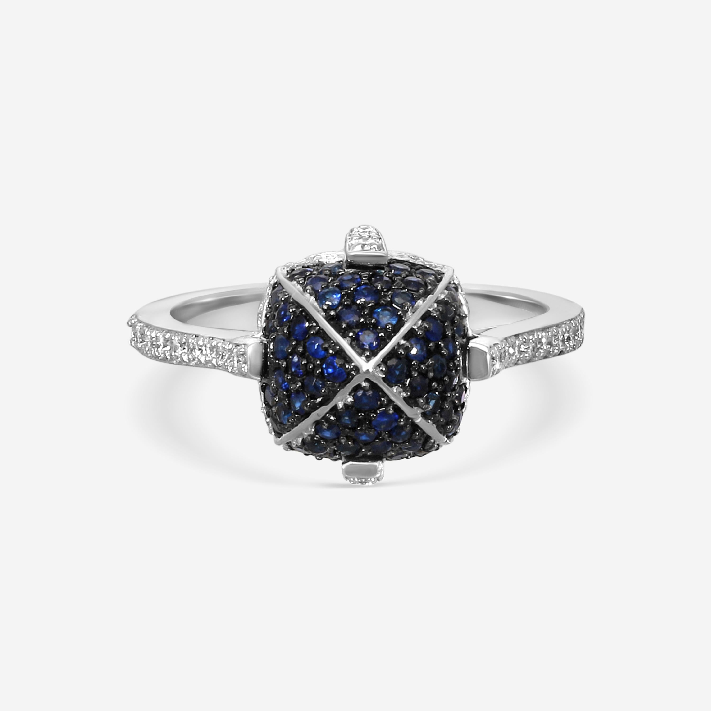 Goshwara Sugarloaf 18K White Gold Diamond and Sapphire Ring Sz. 6 JR0153-SA-W