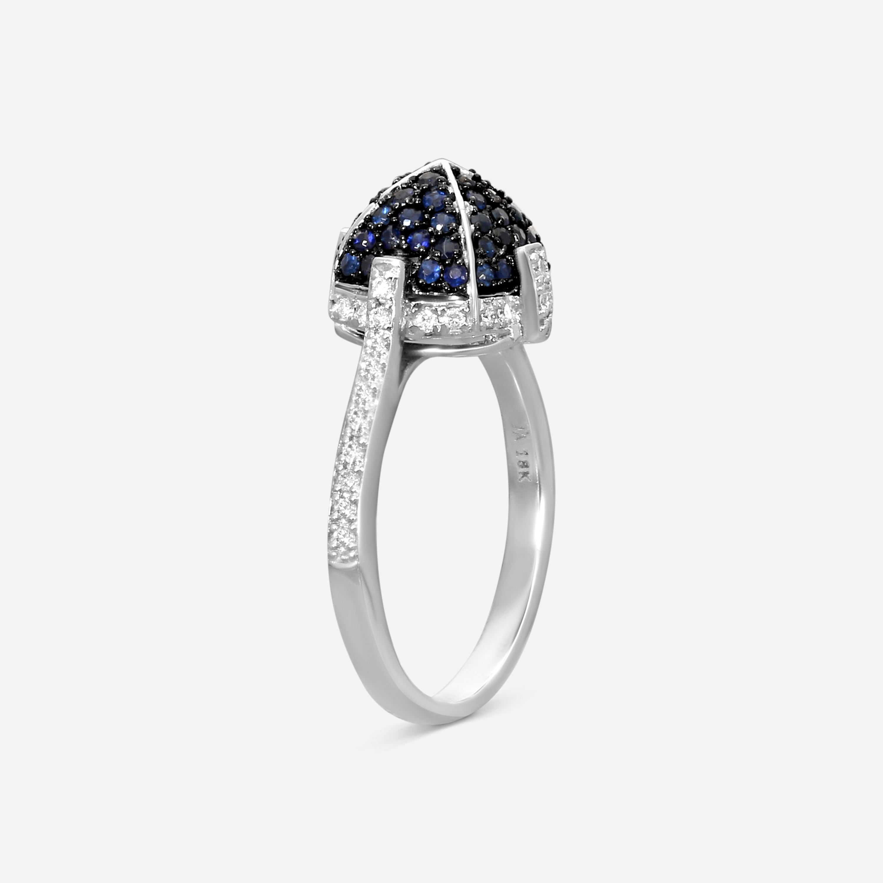 Goshwara Sugarloaf 18K White Gold Diamond and Sapphire Ring Sz. 6 JR0153-SA-W — view 2