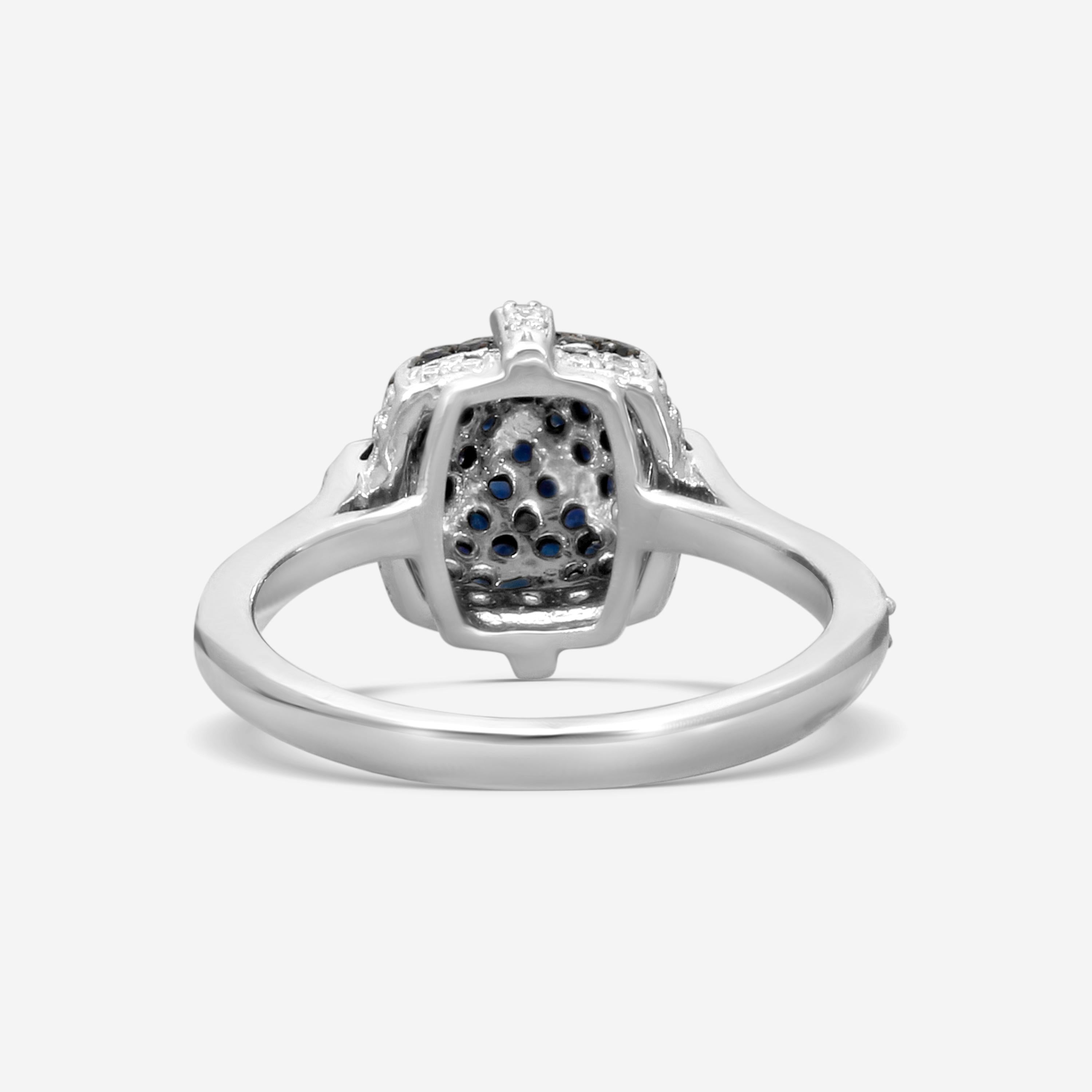 Goshwara Sugarloaf 18K White Gold Diamond and Sapphire Ring Sz. 6 JR0153-SA-W — view 3