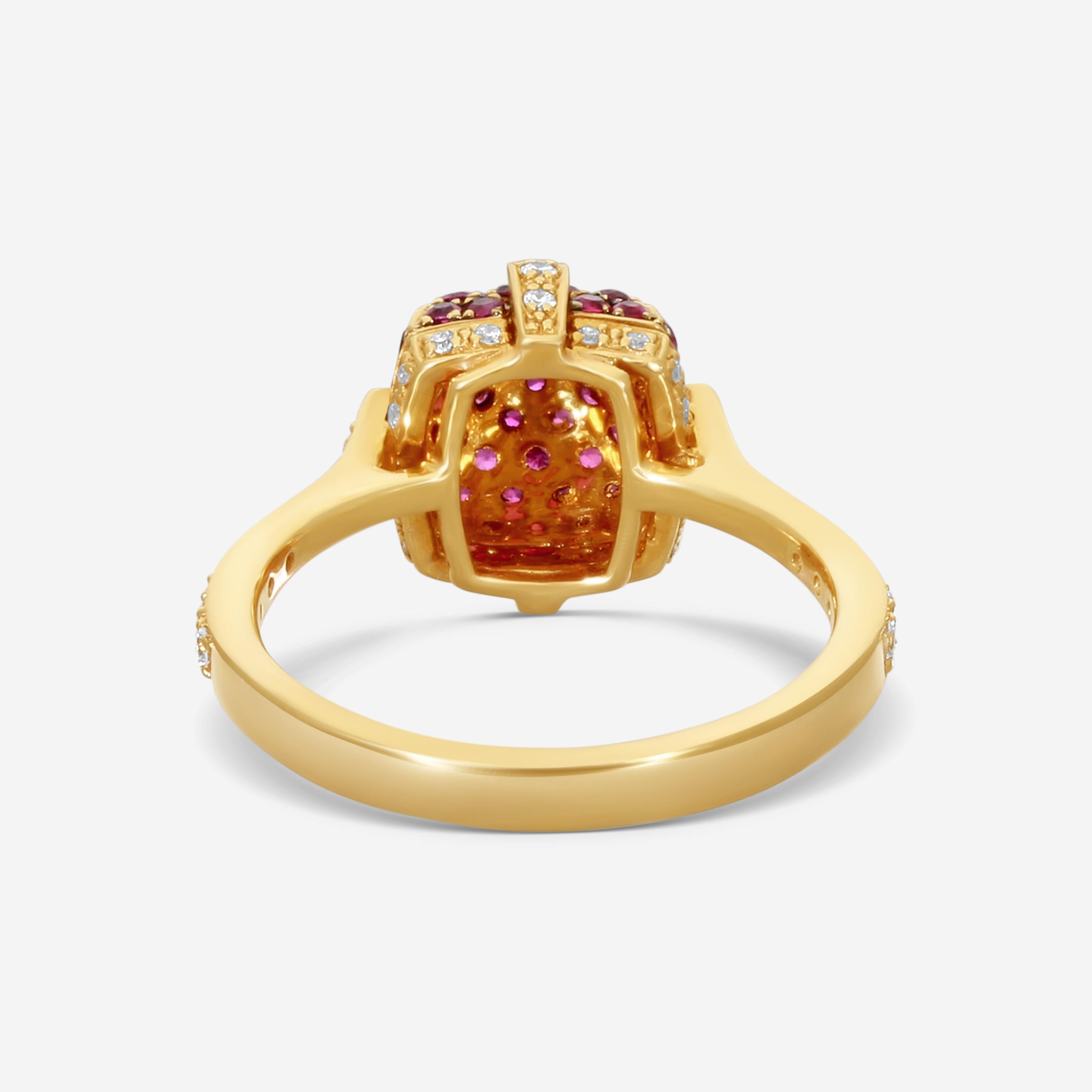 Goshwara Sugarloaf 18K Yellow Gold Diamond and Ruby Ring Sz. 6.5 JR0153-RU-Y — view 3