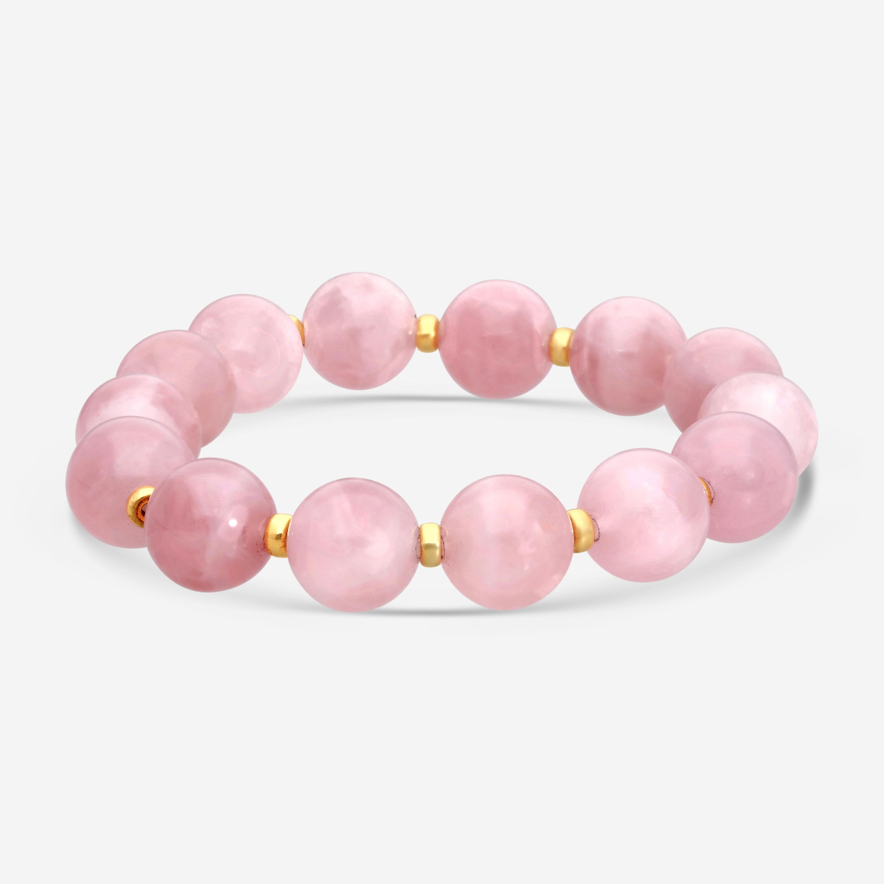 Goshwara Beyond Rose Quarts and 18K Yellow Gold Beads Bracelet JB0098-RQY — view 2