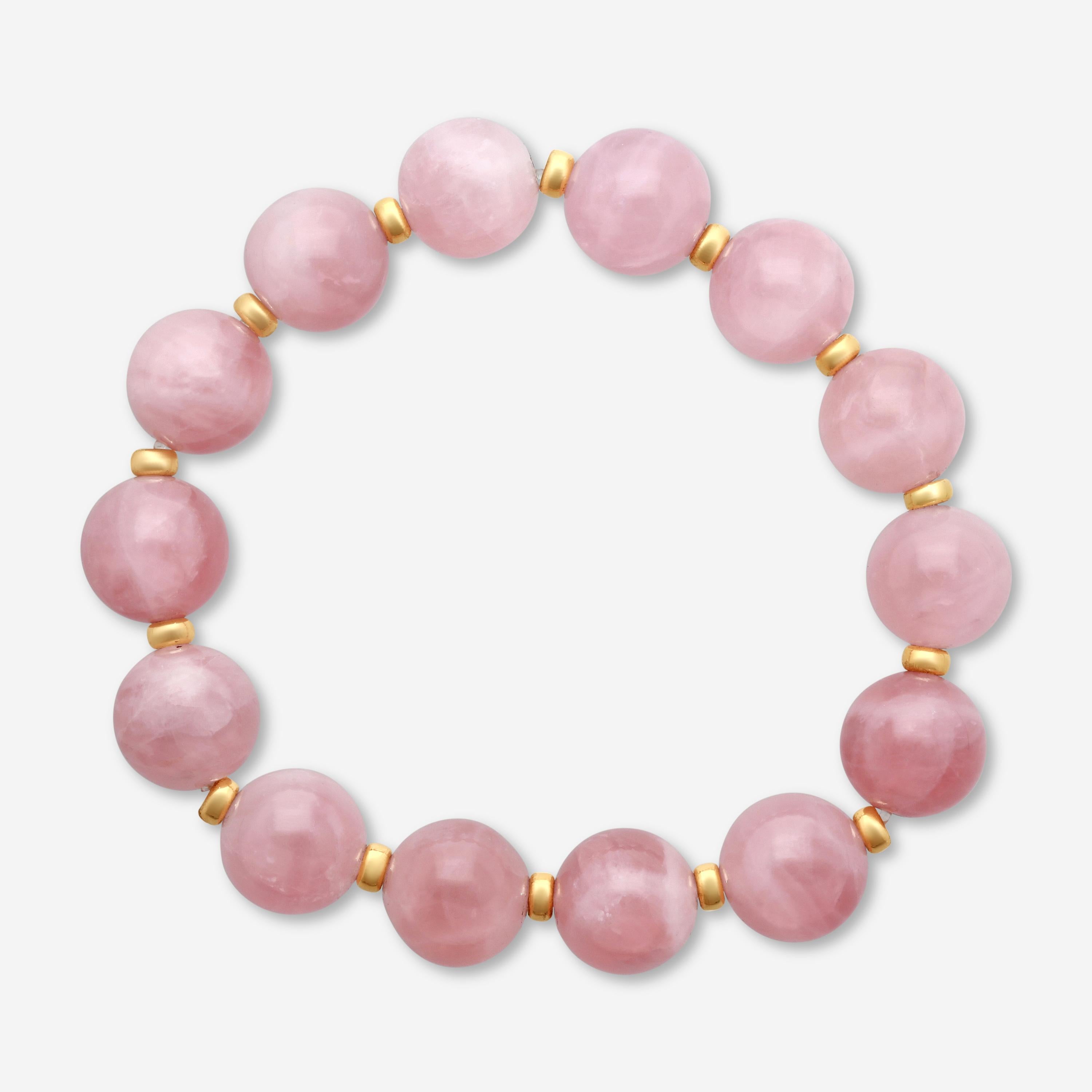Goshwara Beyond Rose Quarts and 18K Yellow Gold Beads Bracelet JB0098-RQY — view 3