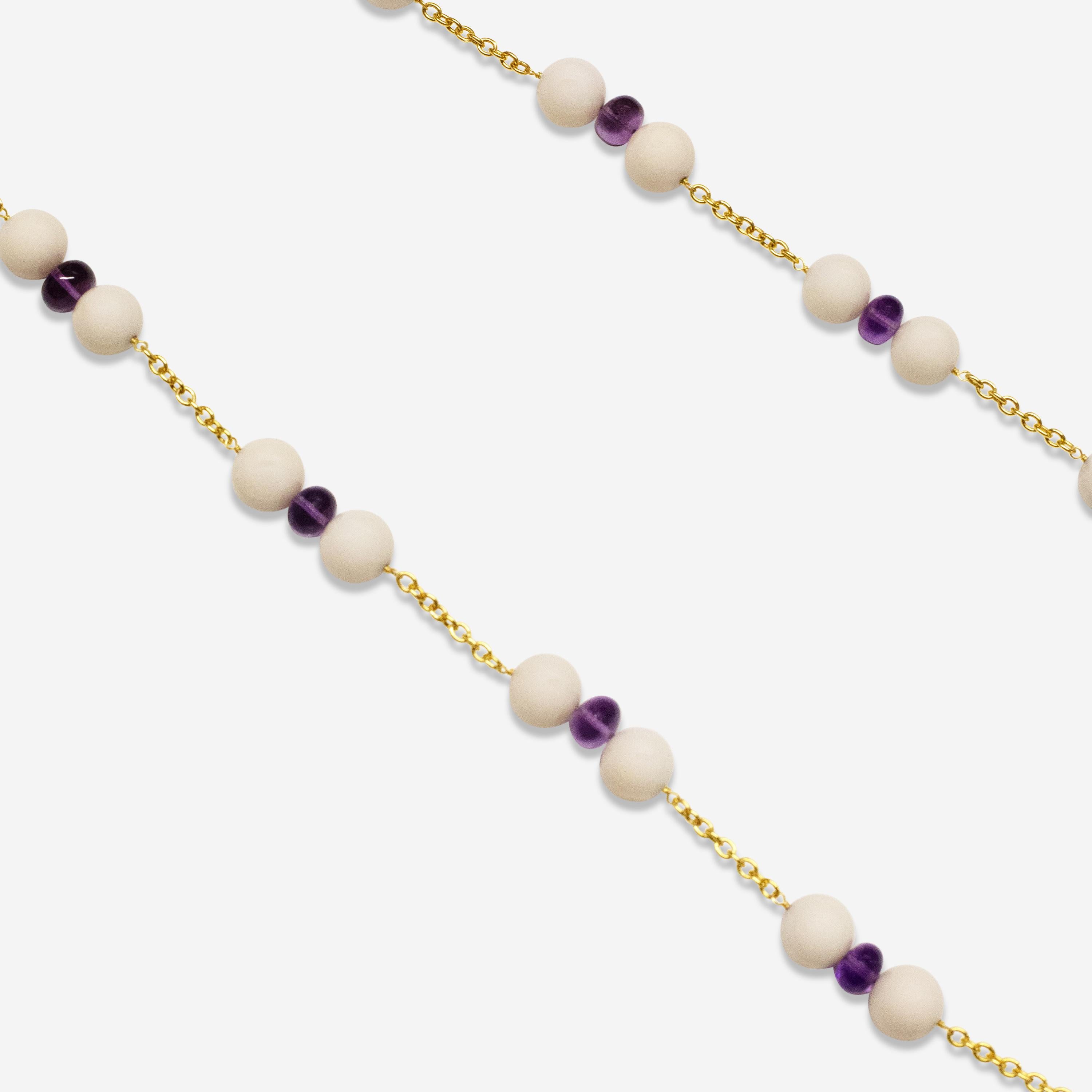 Goshwara Beyond 18K Yellow Gold Amethyst & White Coral Beads Necklace JN0334-AMC — view 2