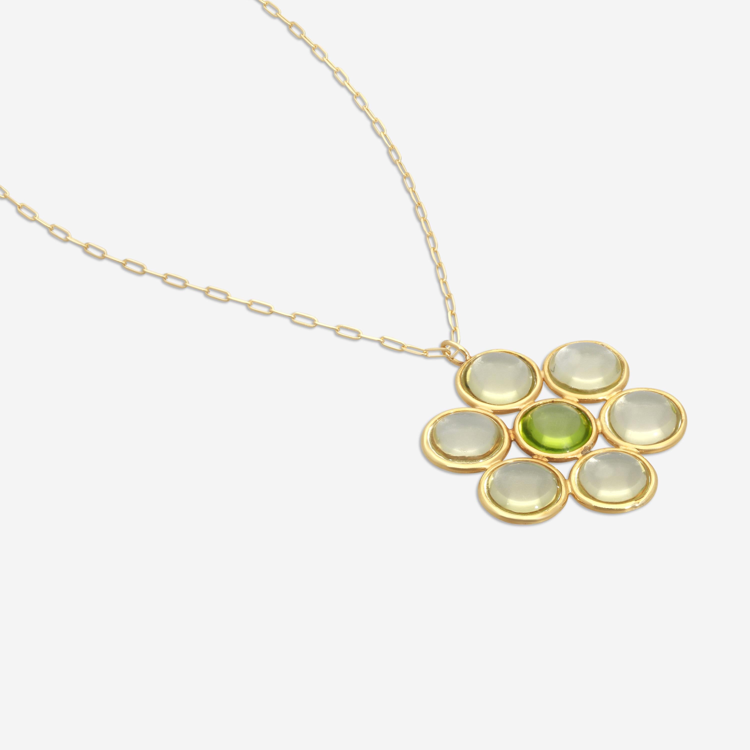 Goshwara Mischief 18K Yellow Gold Lemon Quartz and Peridot Flower Pendant JP0033-LQ-PE — view 3
